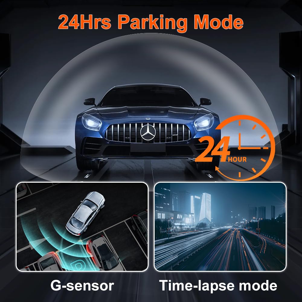 Spade Dash Cam Front And Rear, Built In Wifi 4K+1080P Dual Camera For Cars, Compact Dashcams With App, Voice Control, 24H Parkin