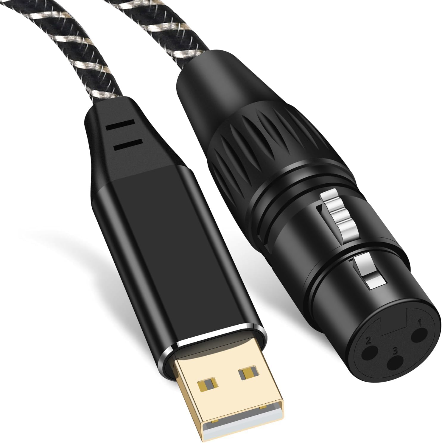 Puzkom USB Microphone Cable, 16FT XLR to USB Cable,XLR Female to USB A Mic Link Converter Cable for Microphones or Recording Kar