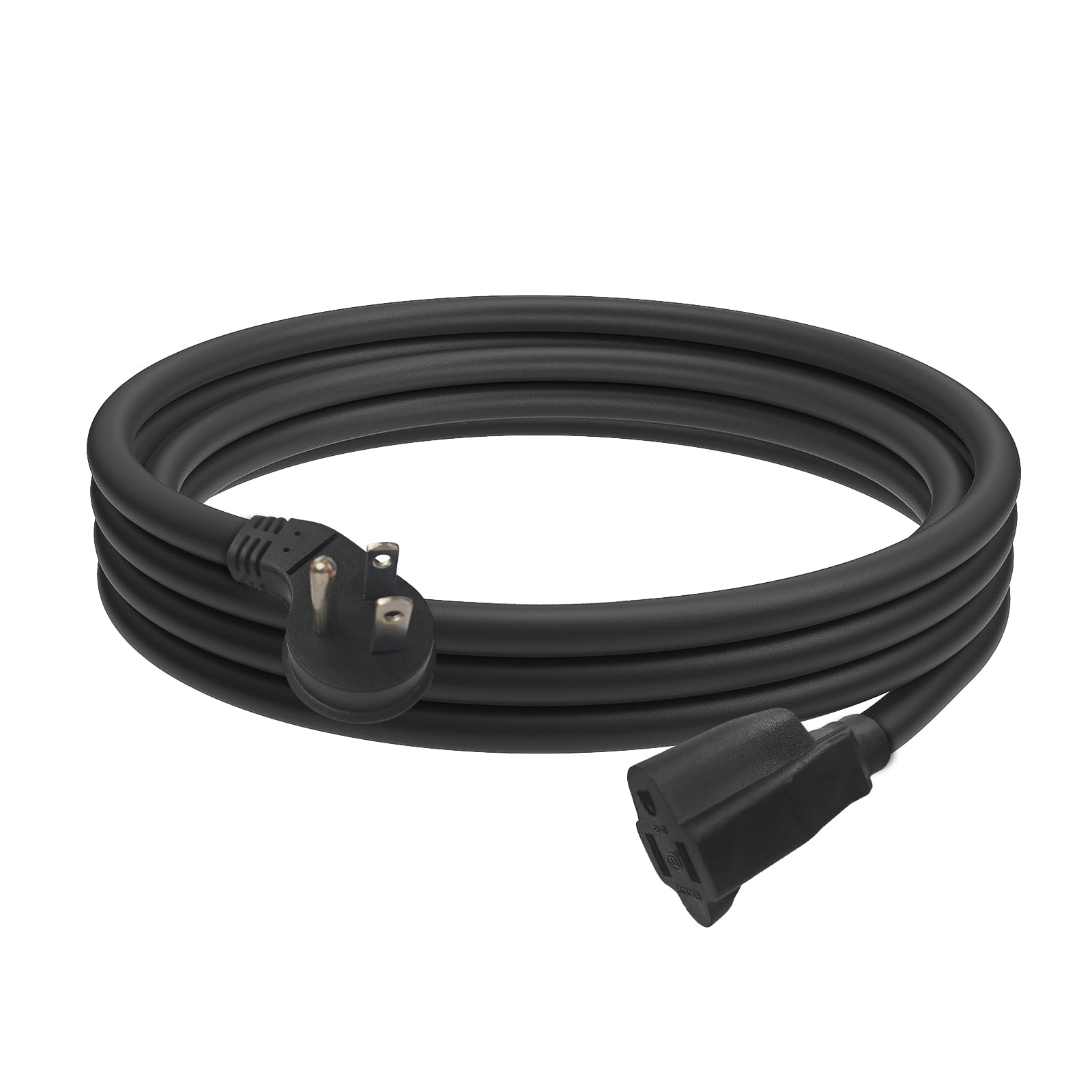 Ultra Explore 15 Ft Flat Plug Extension Cord, 16 Awg 3 Prong Grounded Extension Cord Black Flat Plug, Low Profile15 Extension Wi