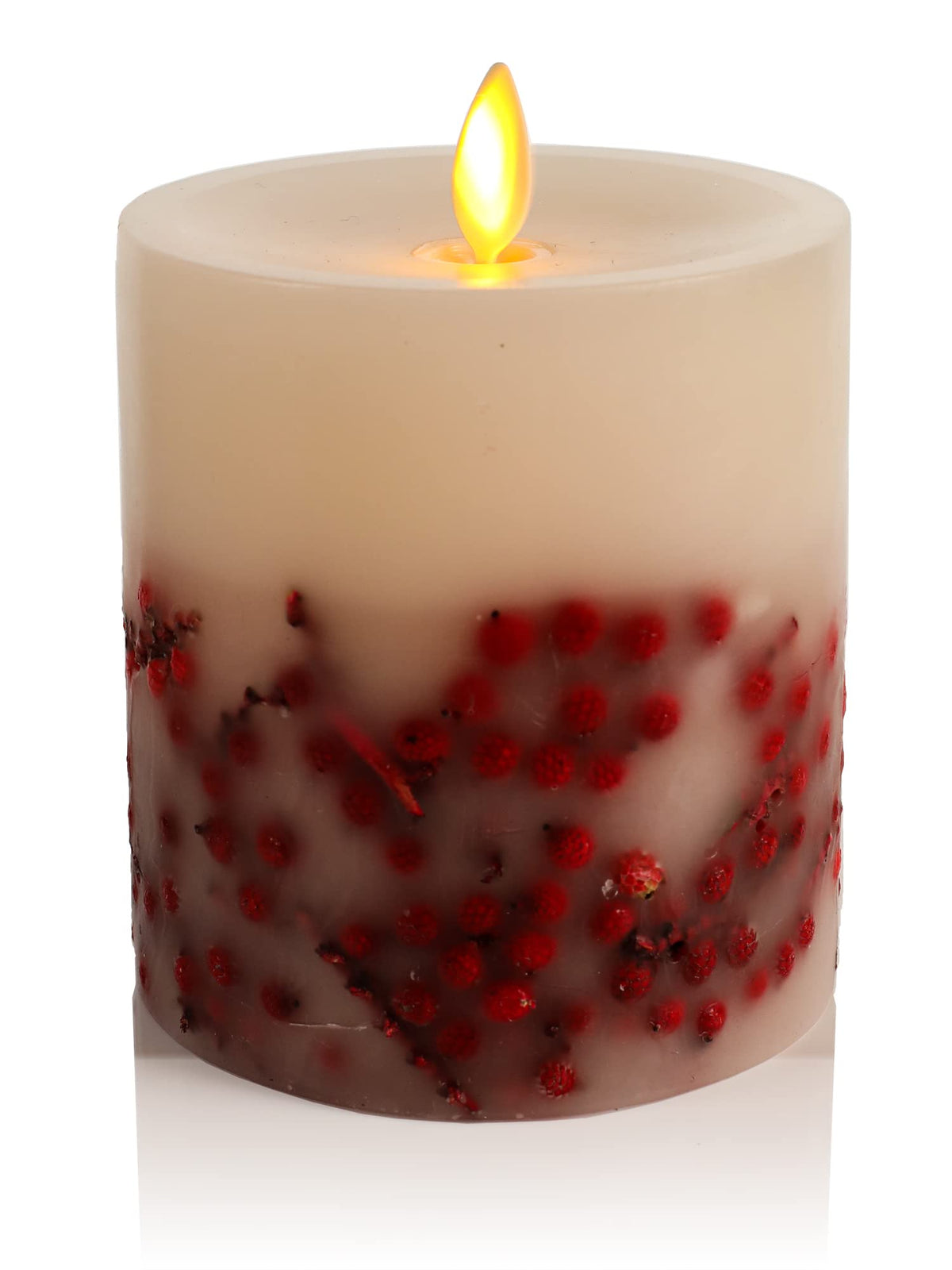Luminara Flameless Led Candle Embedded Moving Flame Pillar Unscented Real Wax With Recessed Edge, Remote Ready, Timer (4.5-Inch,