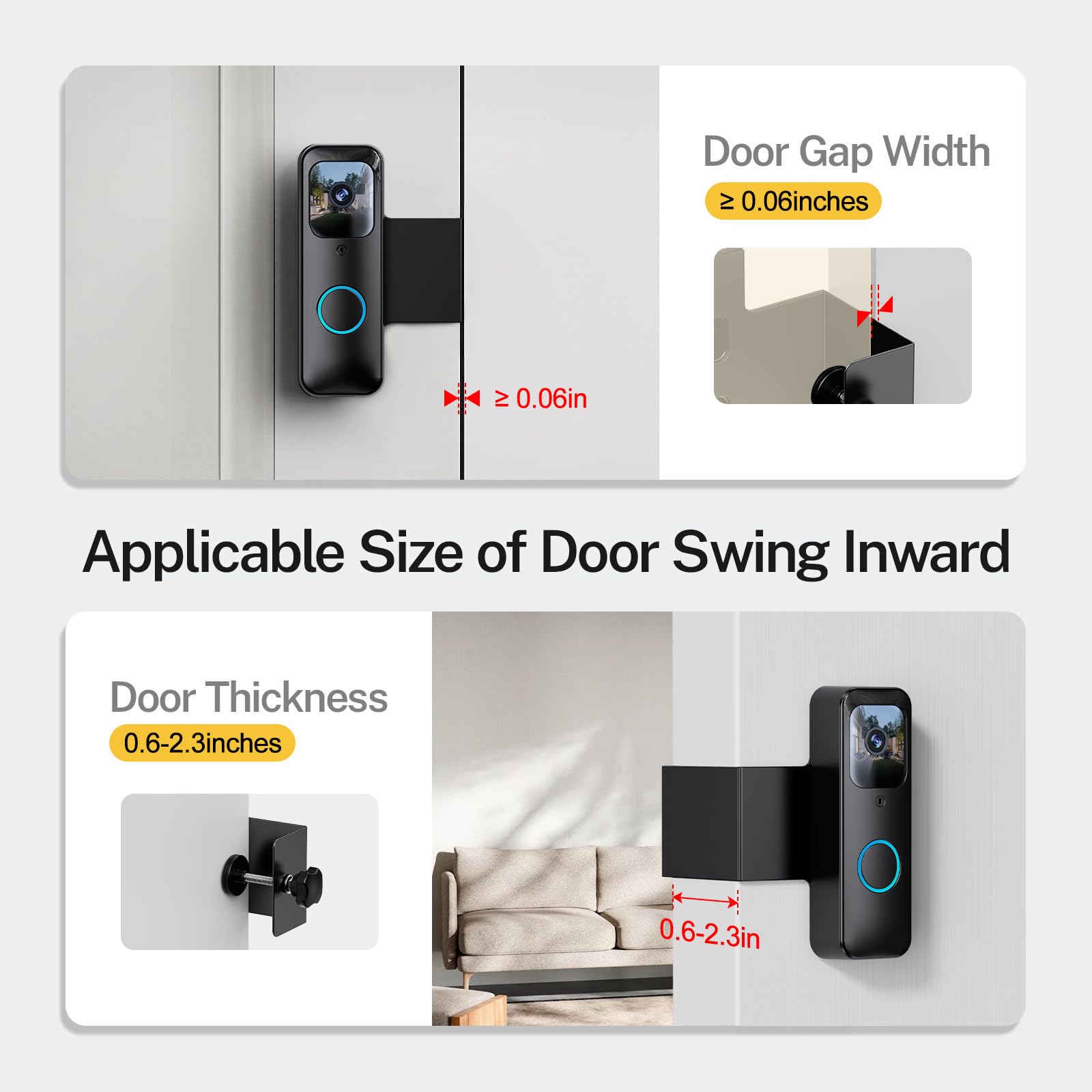 Locka Blink Doorbell Mount, Full Metal Anti Theft Mount Compatible With Blink Video Doorbell, No Drill Doorbell Bracket Holder F