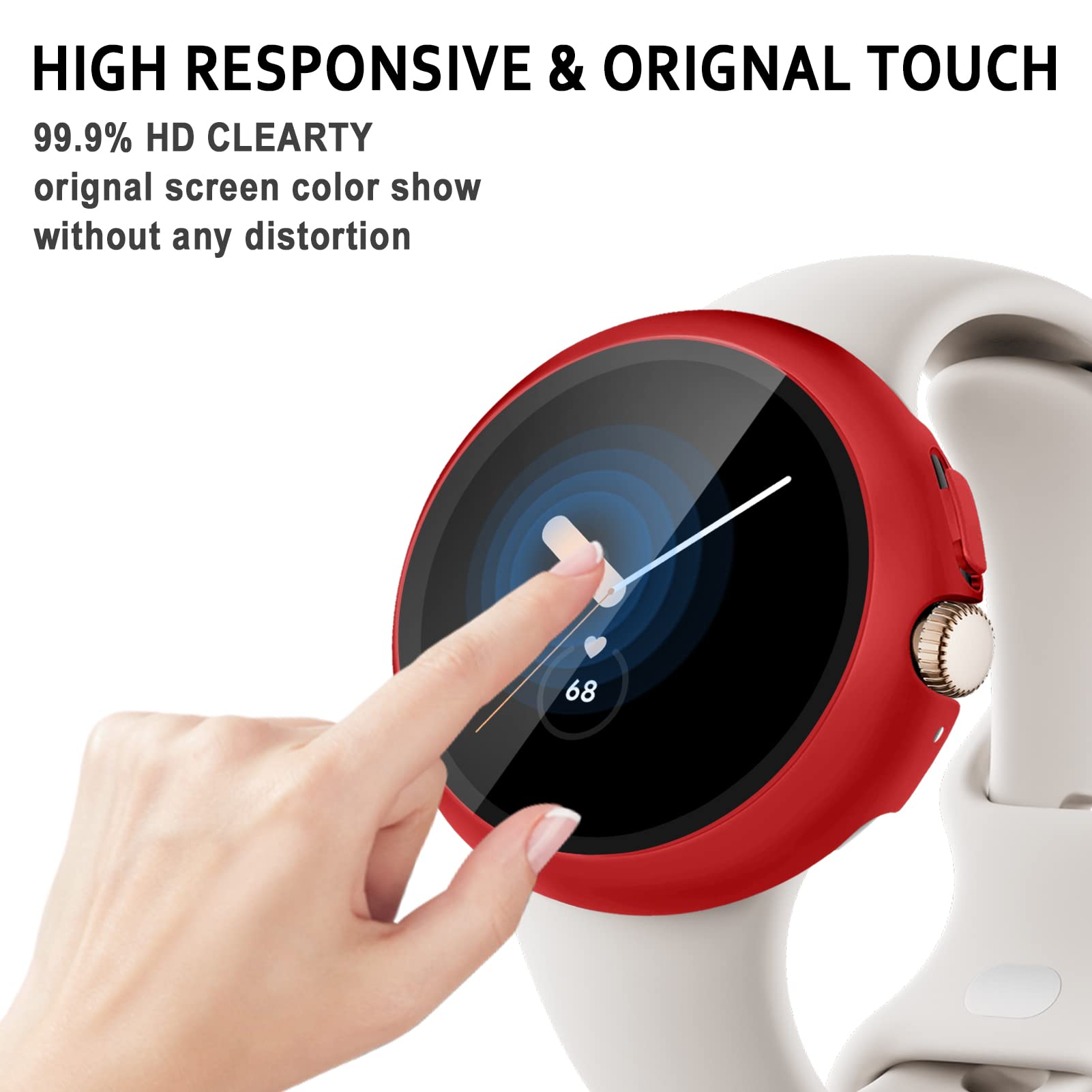 3 Pack Cases For Google Pixel Watch 3 2 1 Screen Protector 41Mm,Hard Pc Frame With Tempered Glass Face Bumper Compatible With Go