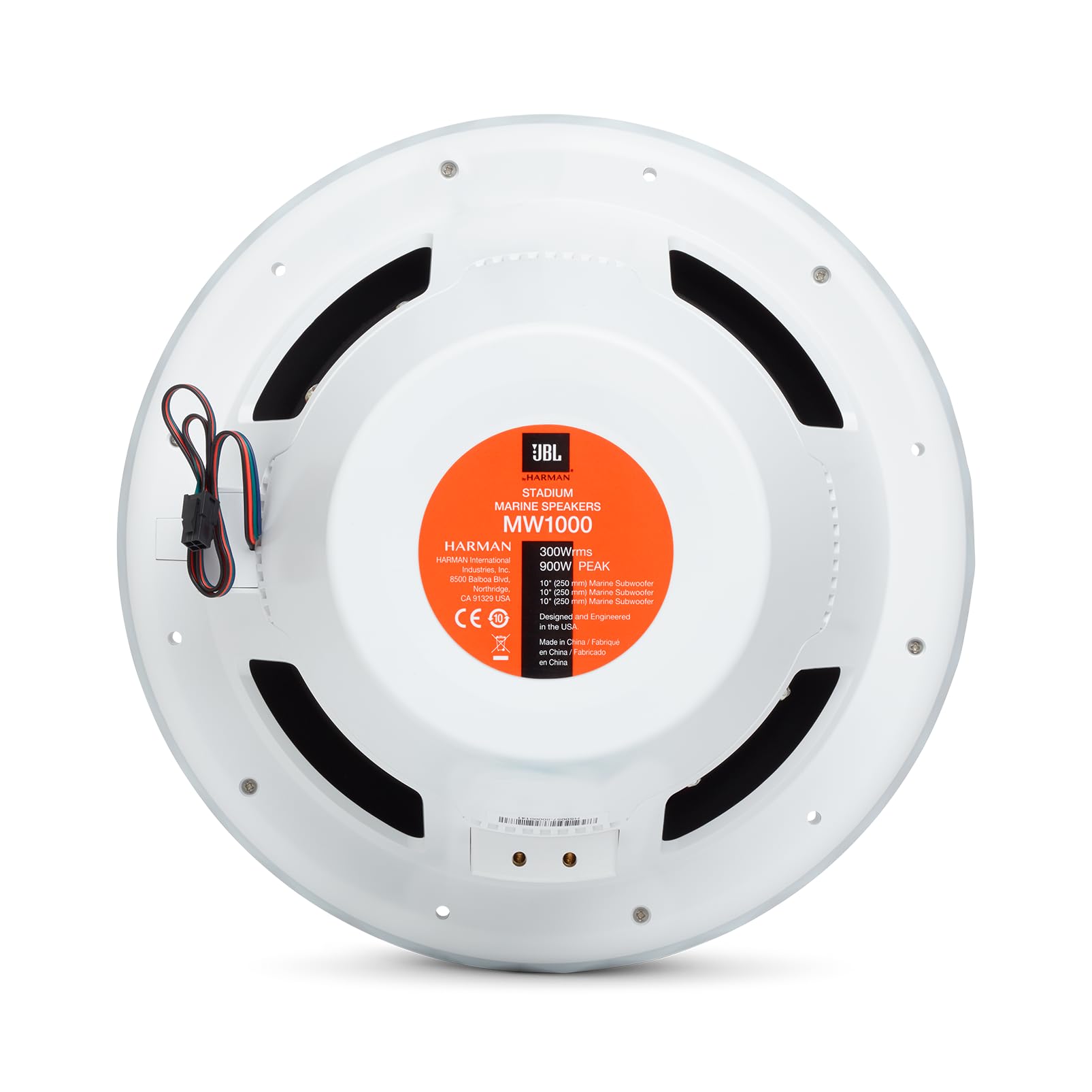 Jbl Stadium Marine Mw1000 10'' (250Mm) Woofer W/Ssi Rgb Lighting, 300 Watts Rms, 900 Watts Peak, Sensitivity: 89Db At 2.83 Volts