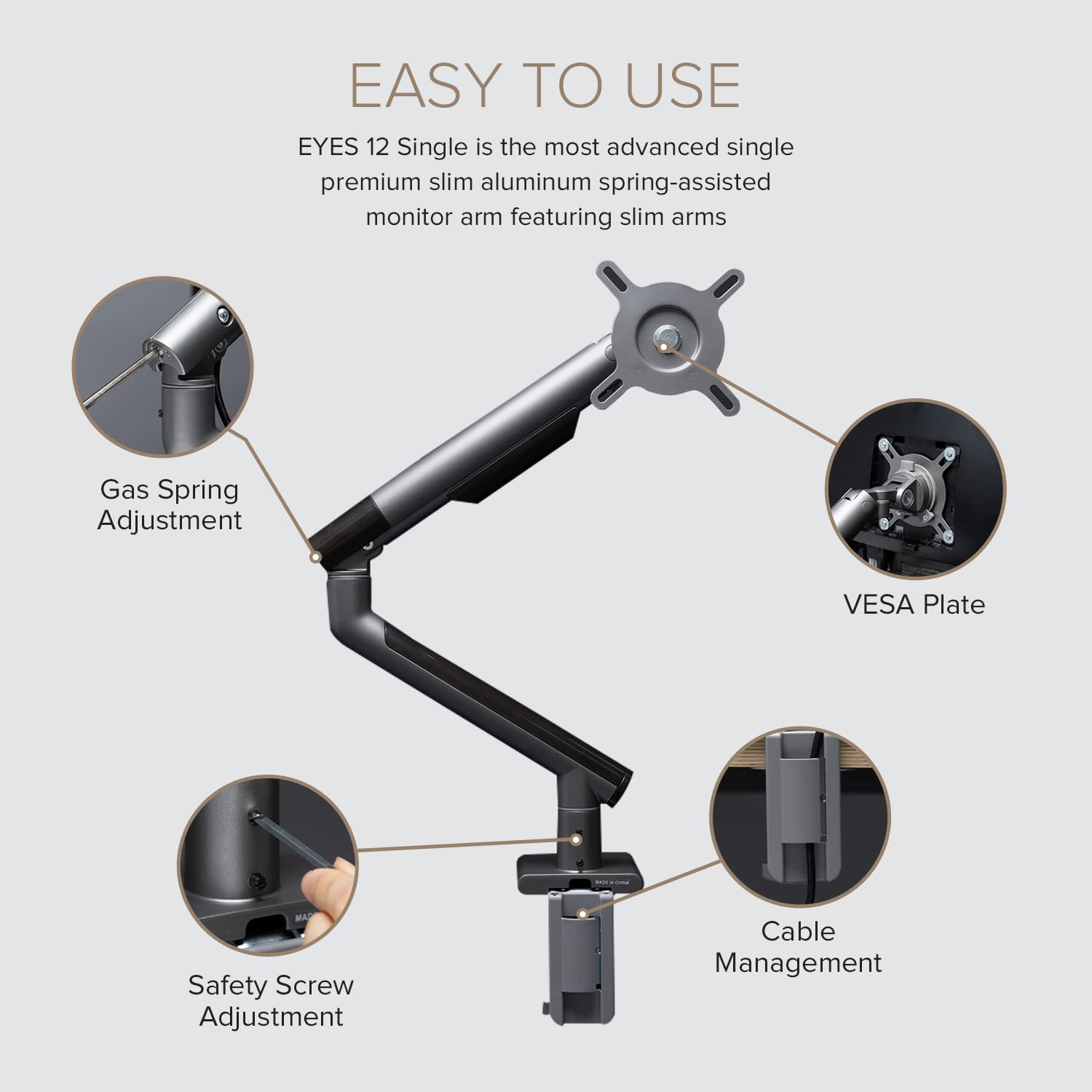 Pout E12 Dual Monitor Arm Mount Stand For Desk- Adjustable Full Motion Tilt/Swivel/Rotate 4-20Lbs Capacity 75X75Mm 100X100Mm Ves