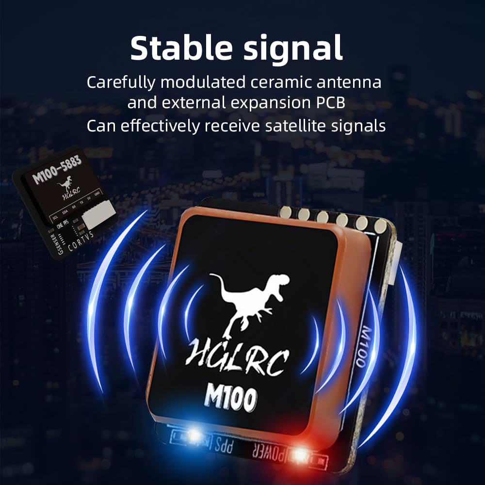 Hglrc M100 5883 Gps Compass Module, Upgraded 10Th Generation Chip Compatible With Fpv Fixed Wing Uav