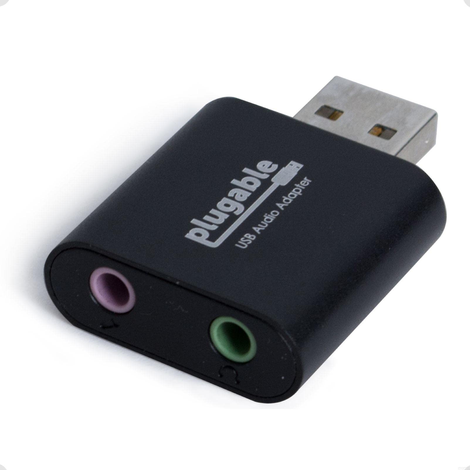 Plugable USB Audio Adapter with 3.5mm Speaker-Headphone and Microphone Jack, Add an External Stereo Sound Card to Any PC, Compat