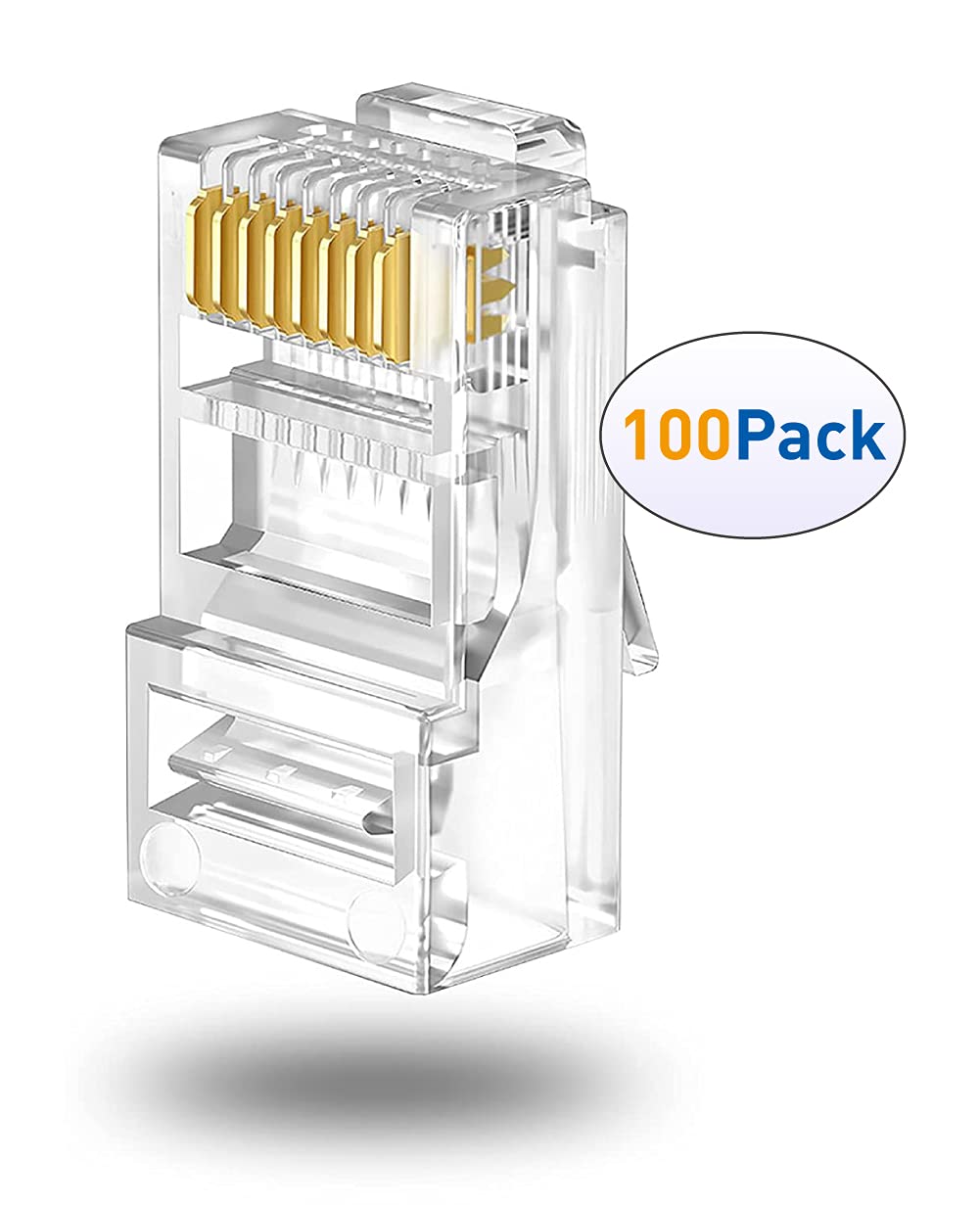 Tedgetal Rj45 Cat5E Connectors 100 Pack Cat5 Ends 8P8C Ethernet Pass Through Plug Gold Plated