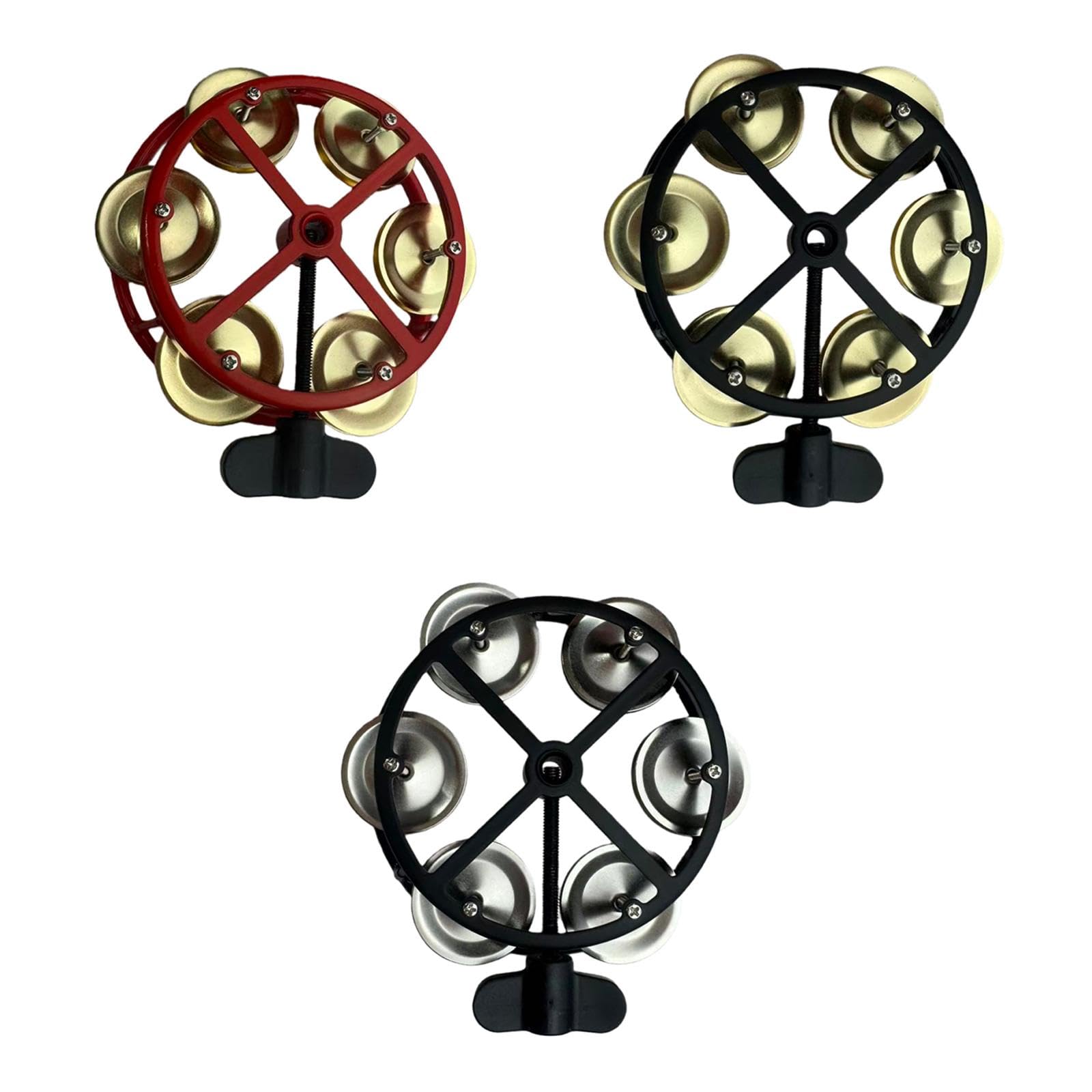 EnakshiHi Hat Tambourine Compact with Metal Jingles for Concert Kids Adults Parties red gold|Musical Instruments & Gear|Percussi
