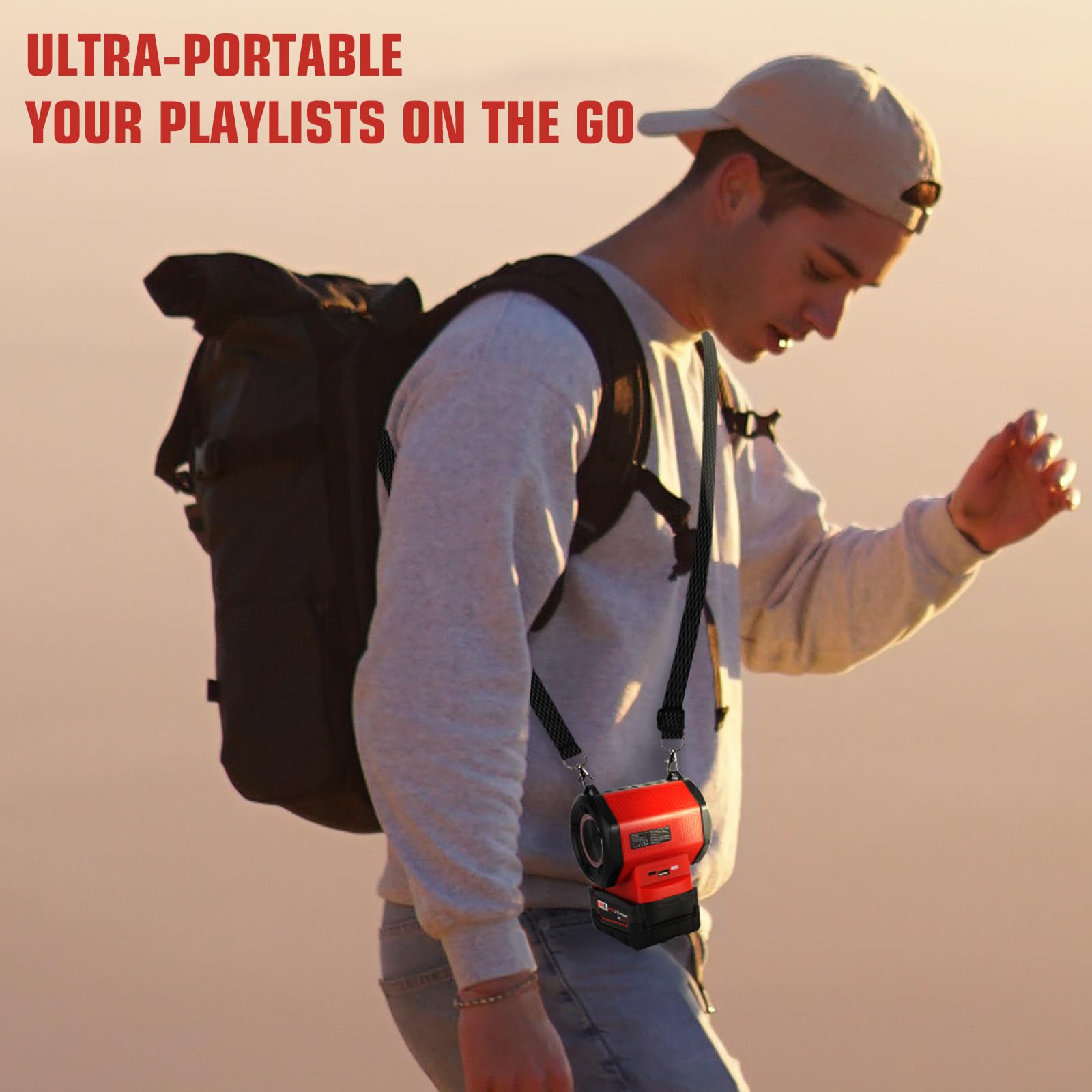 Speaker For Milwaukee M18 18V Lithium Ion Battery, Portable Speaker Wireless With Hd Sound, Tws Pairing, Bt5.3, Up To 24H Playti