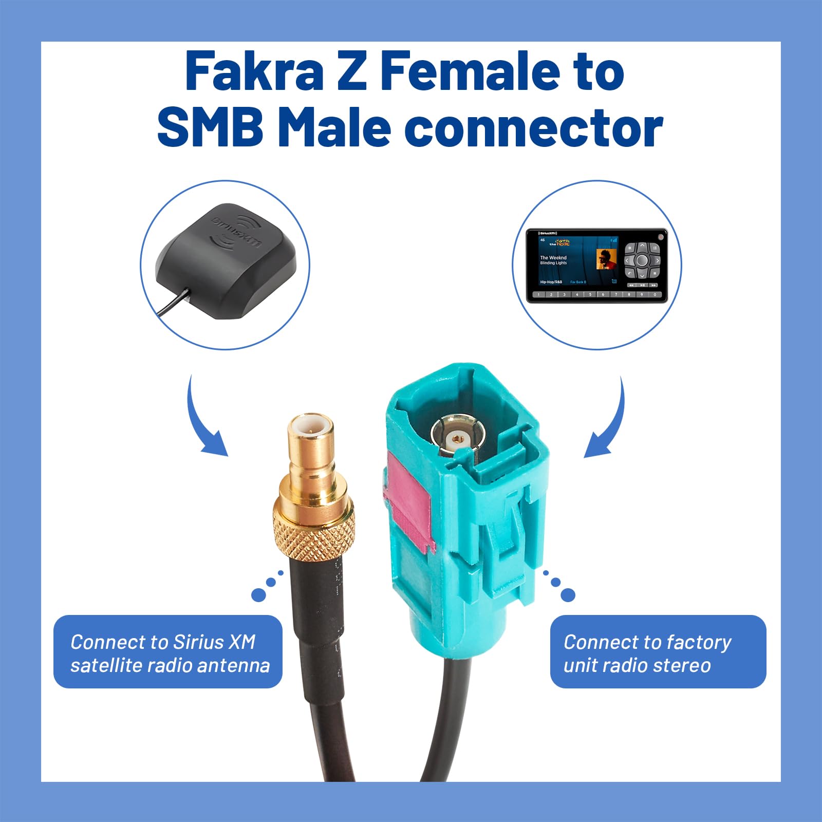 Anina 4Ft Fakra Female To Smb Male Antenna Adapter For Car Sirius Xm Satellite Radio Receiver Tuner To Aftermarket Xm Antenna Co
