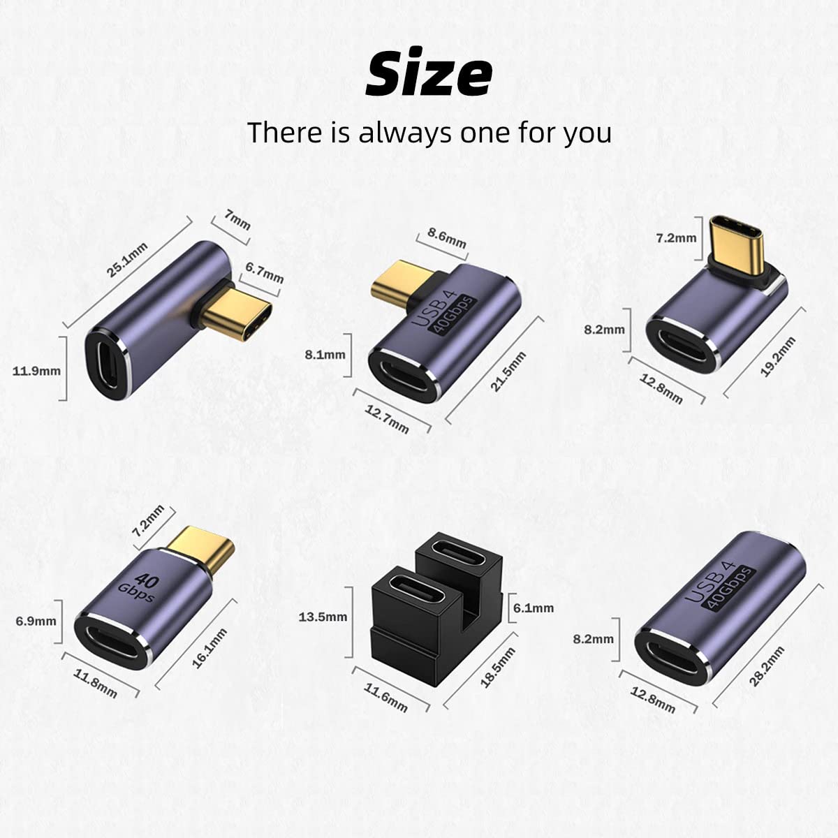 GodSpin USB C Angle Adapter 40Gbps [2 Pack] 90 Degree Type C Male to Female, 8K@60Hz Right Angle Extension for Laptop, Tablet, Smartphone