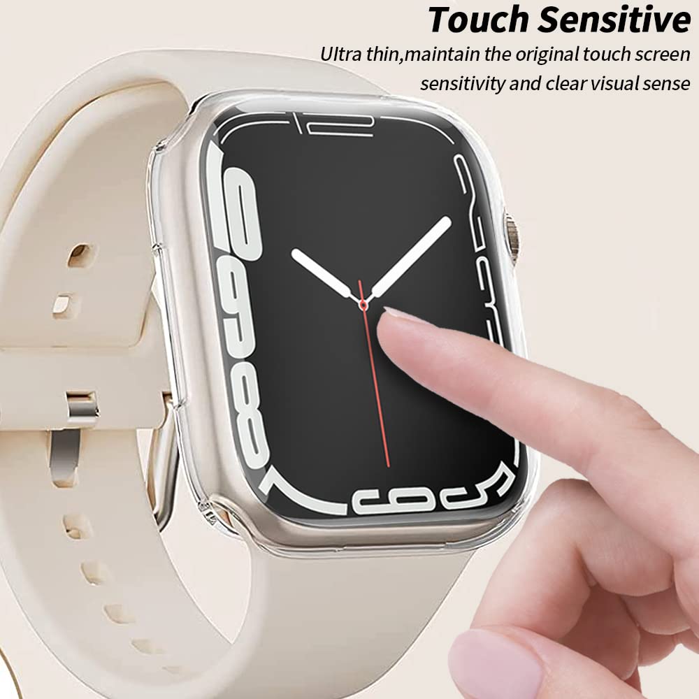 Hankn 2 Pack Clear Screen Protector For Apple Watch Series 9 8 7 45Mm Case, Soft Tpu Full Coverage Front Protective Shockproof I