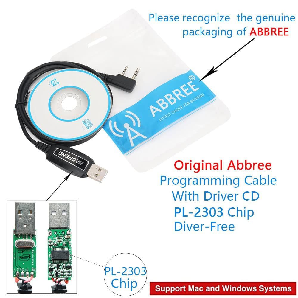 Baofeng Usb Programming Cable Pl2303 Support Chirp Uv-5R,Bf-F8Hp, 5Rm,Uv-21R,Uv-5G Plus,Uv-17R,K5Plus,Gm-15Pro Gm-5Rh Tidradio T