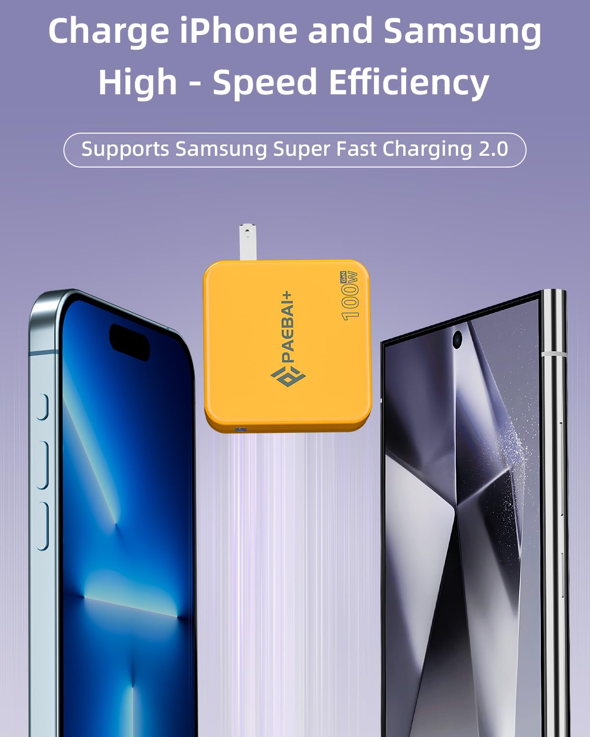 Paebai+ 100W Usb C Charger Gan Foldable Compact Wall Fast Charger For Macbook Pro Macbook Air, Dell Xps, Iphone 16 15 Series, Sa