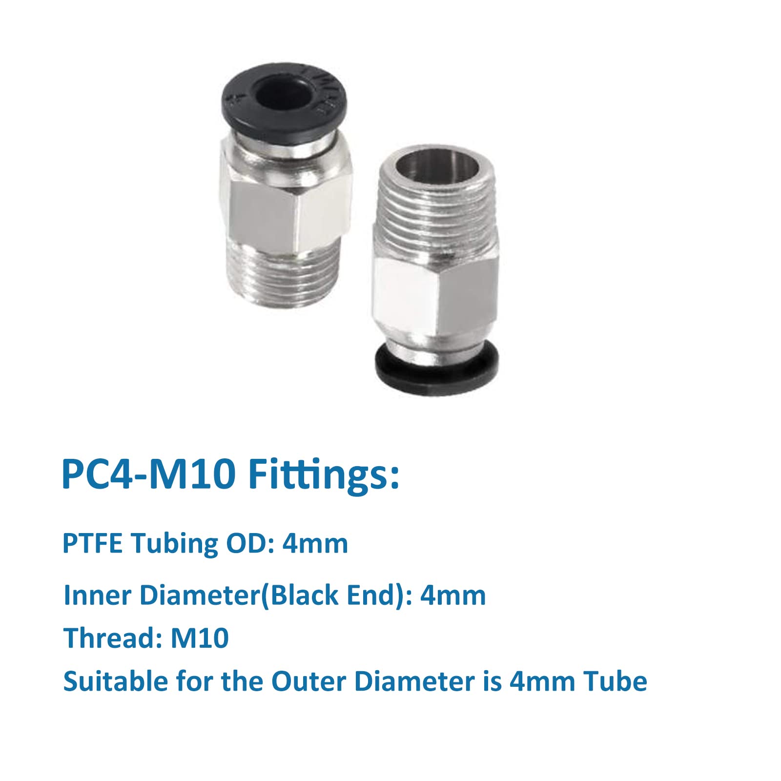 Aediko 30Pcs Pc4 M10 Pneumatic Fittings Straight Pneumatic Push In Quick Connector For 3D Printer