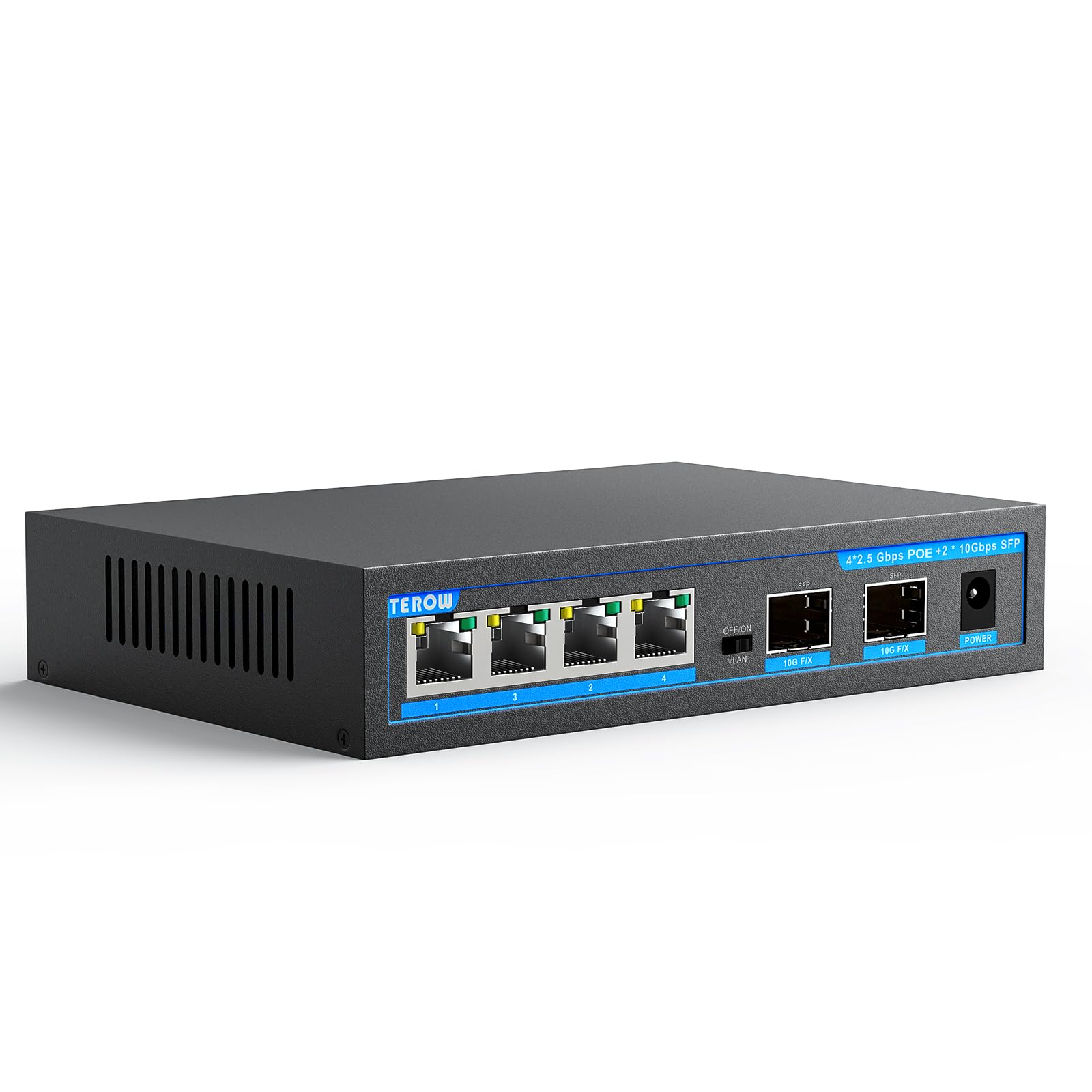 6 Port 2.5G Poe Ethernet Switch Unmanaged , 4 X 2.5G Poe Base T & 2 X 10G Sfp, Multi Speed Network Switch, Compatible With Gigab