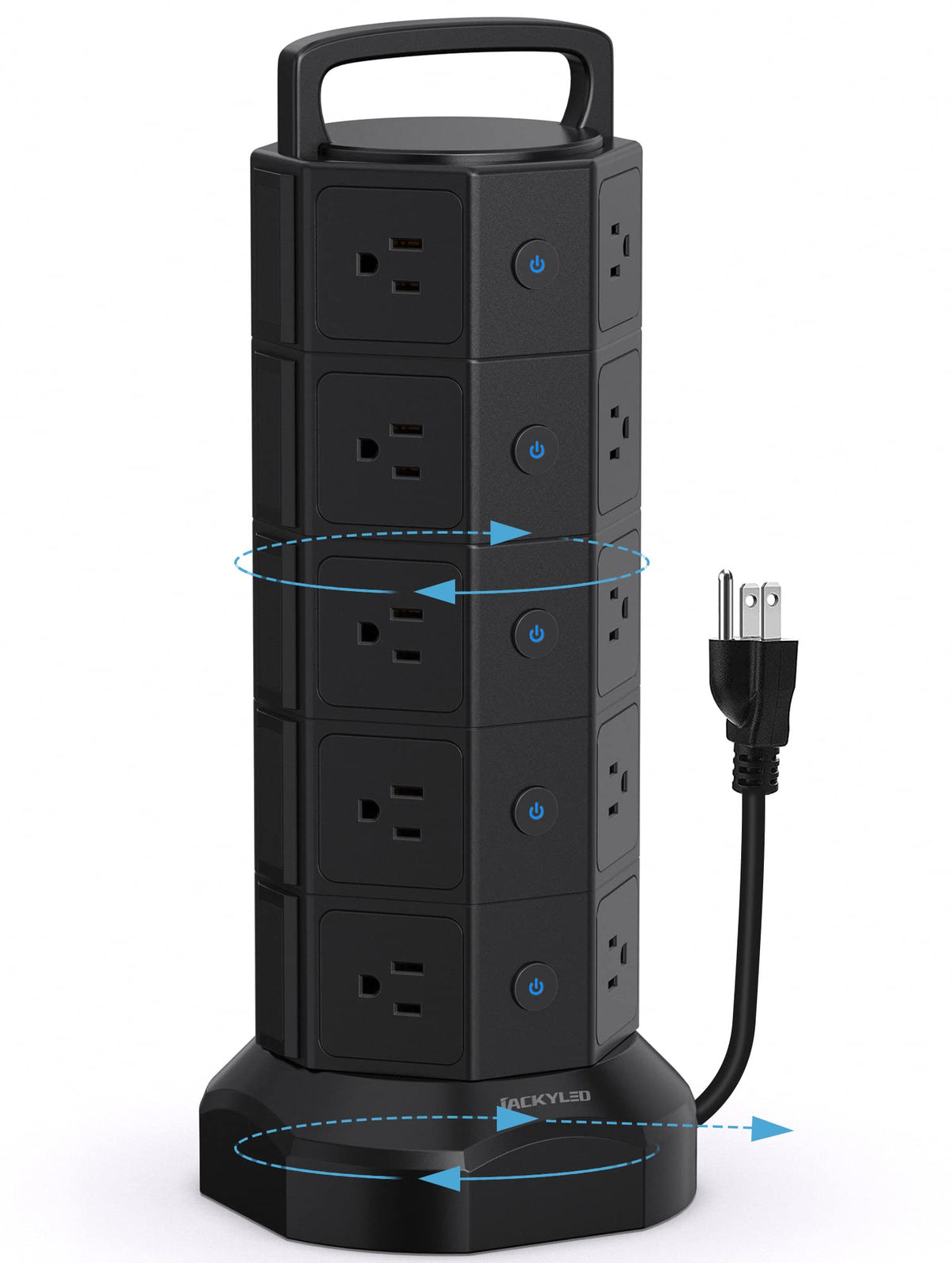 Jackyled Power Strip Tower, 20 Ac Outlets 6 Usb Ports, 1050J Surge Protector, 13A Desktop Charging Station, 6.5Ft Heavy Duty Ext