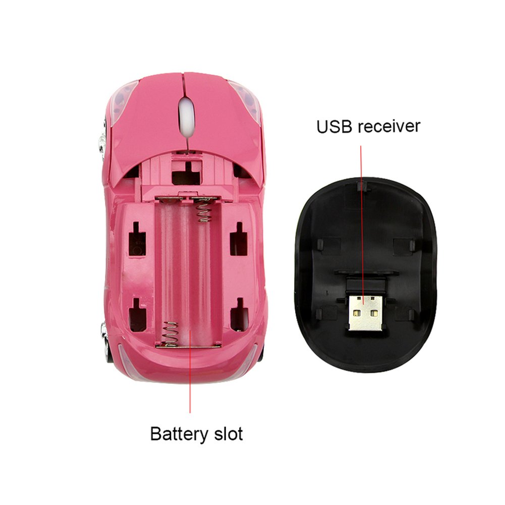 Usbkingdom Wireless Mouse, 2.4Ghz Car Shaped Wireless Pink Mouse Cool 3D Ergonomic Optical Gaming Mice With Usb Receiver For Pc