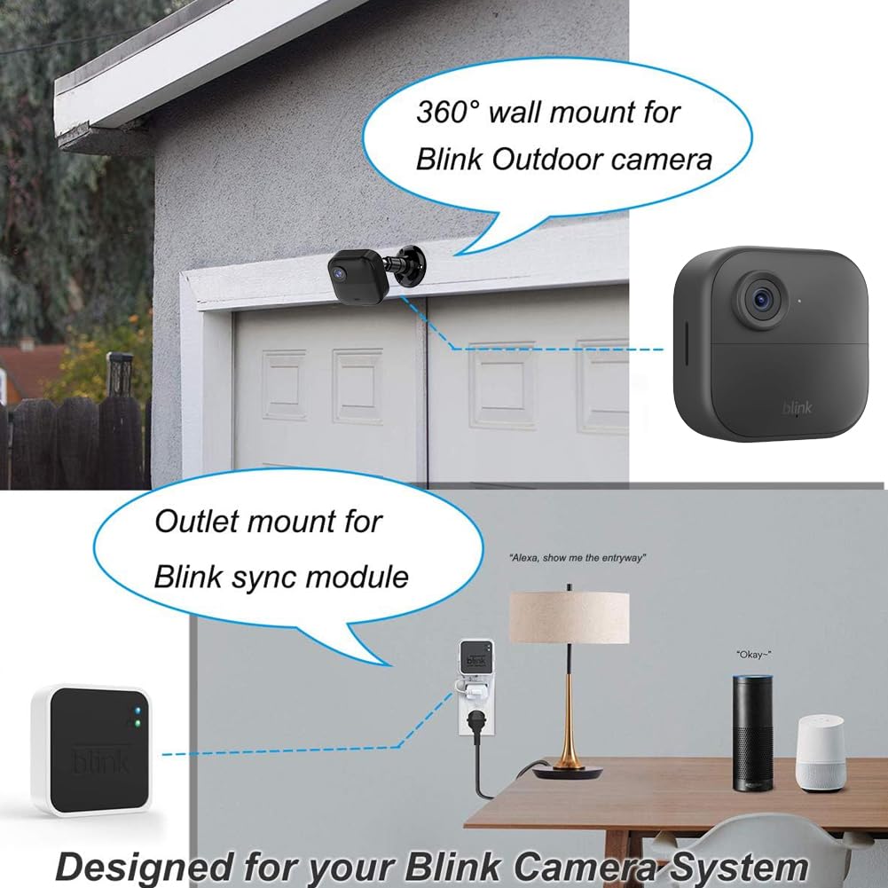 All New Blink Outdoor Camera Mount,Compatible With Blink 4Th And 3Rd Gen Outdoor Camera,360 Degree Adjustable Mount With Blink Sync Module 2 Outlet Mount For Blink Camera System (Black,3Pack)