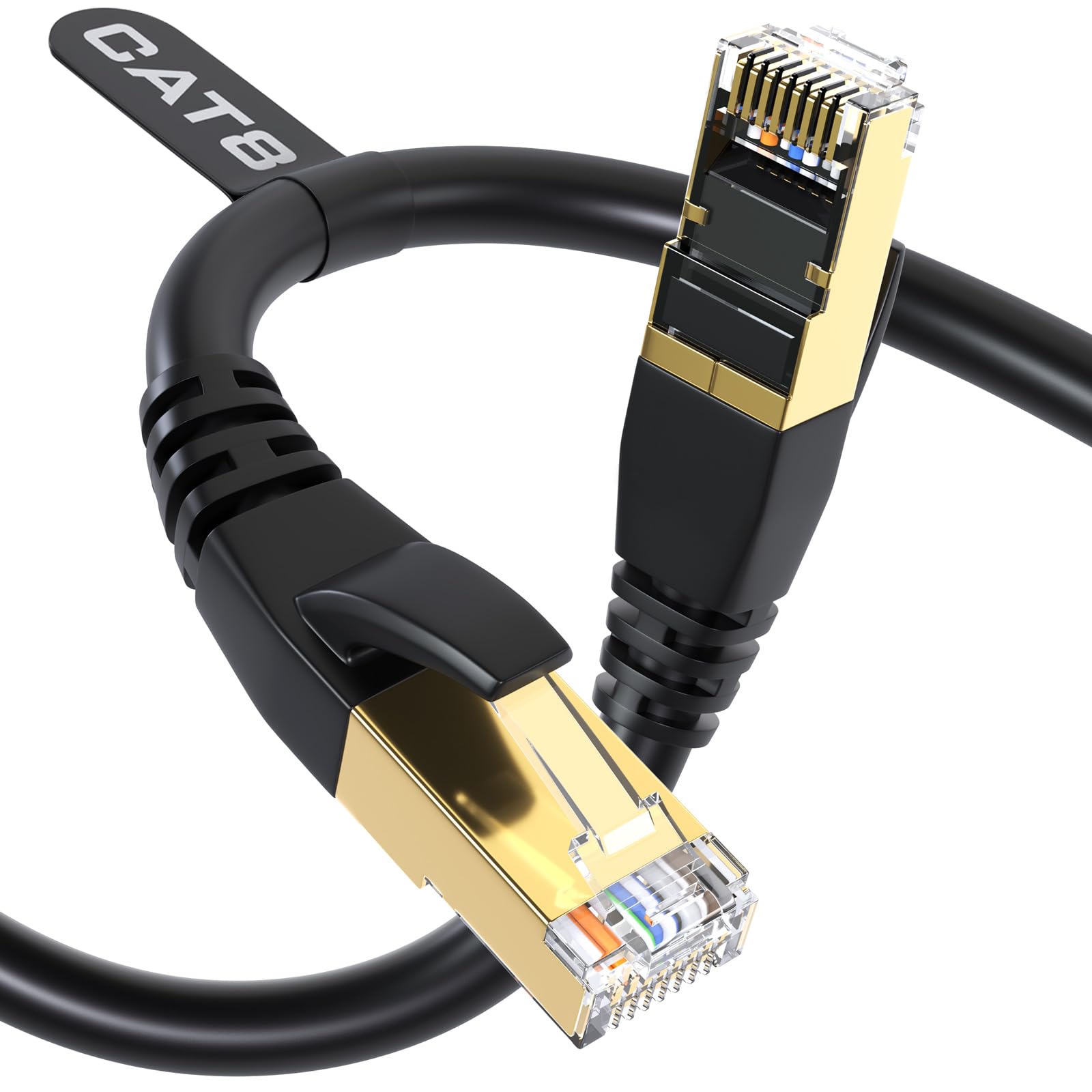 Dbillionda Cat8 Ethernet Cable, Shielded For Outdoor&Indoor, 25Ft Heavy Duty 26Awg Cat8 Lan Cable, Weatherproof, With Gold Plate