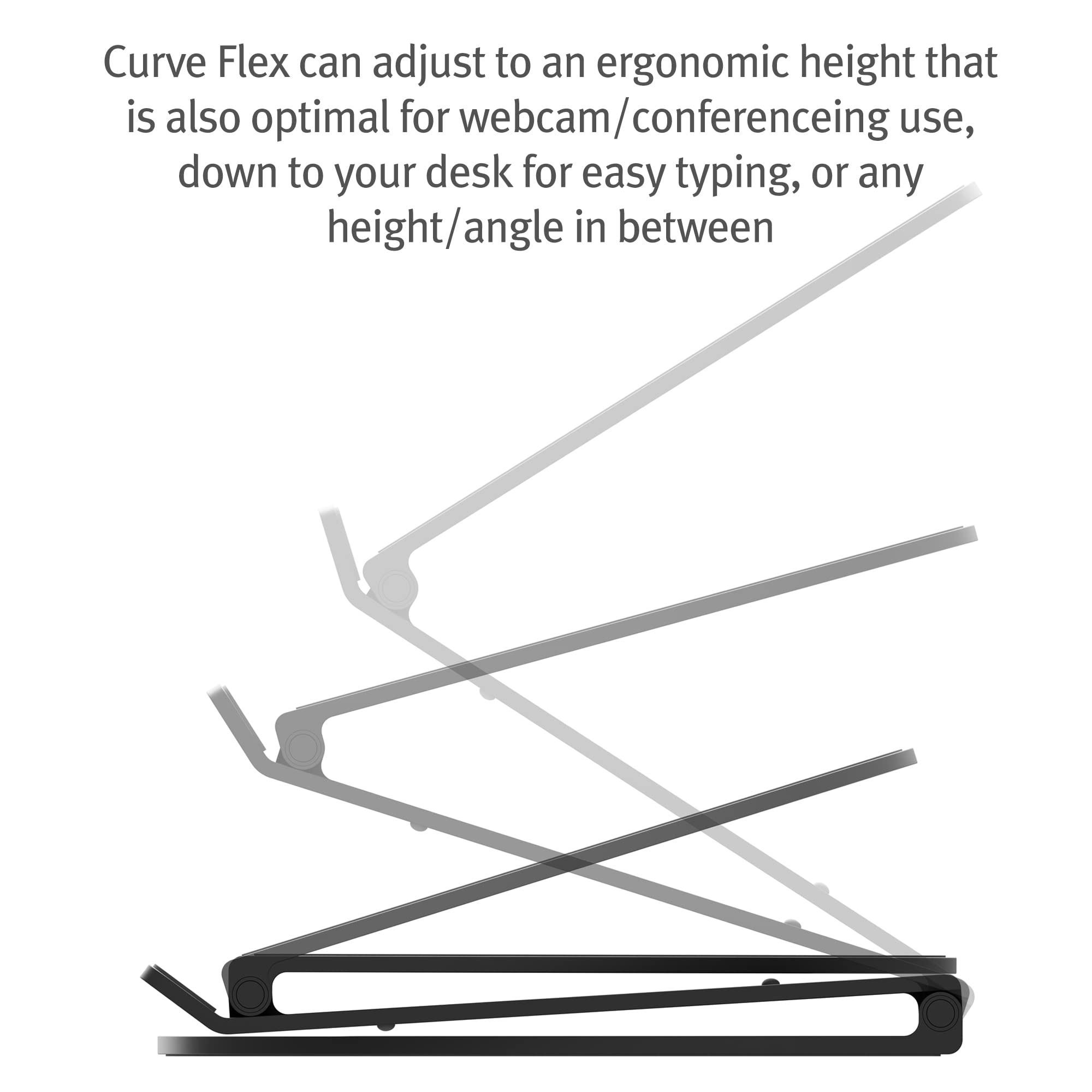 Twelve South Curve Flex | Ergonomic Height & Angle Adjustable Aluminum Laptop/Macbook Stand/Riser, Fits 10-17, Folds Flat For Po