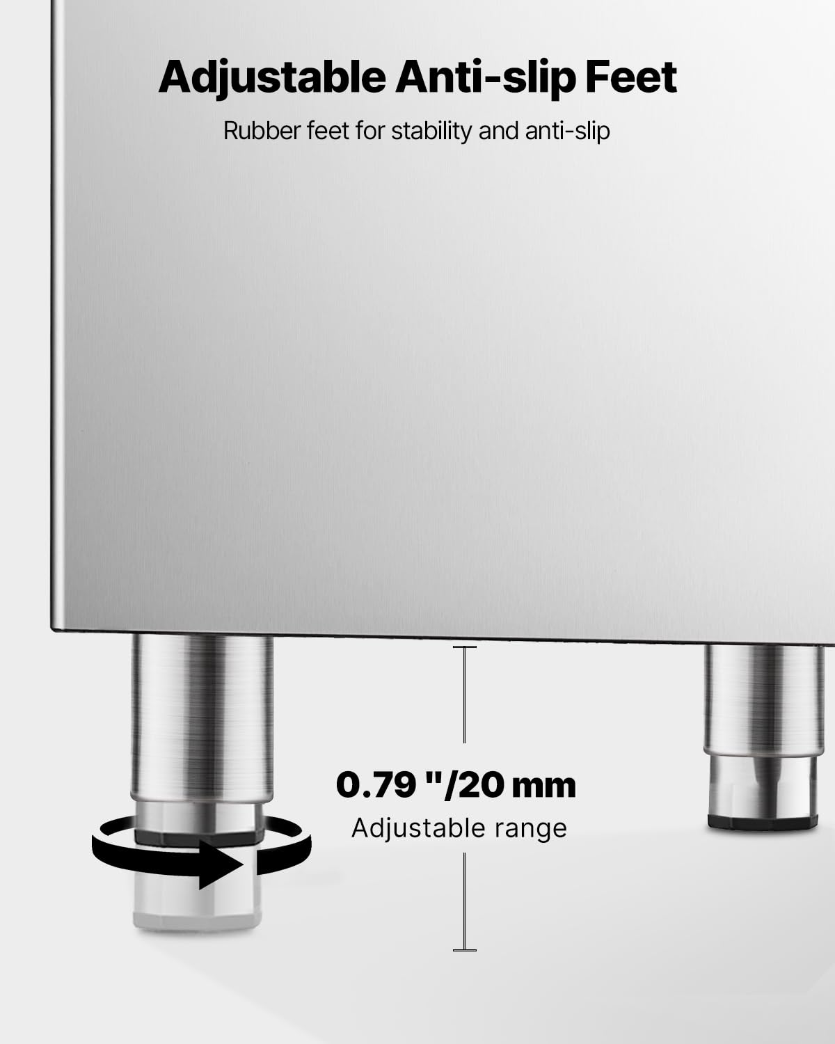 Vevor Commercial Ice Maker Storage Bin, 300 Lbs Capacity Ice-Bin, Commercial Ice Storage Bin With Adjustable Anti-Slip Rubber Fe