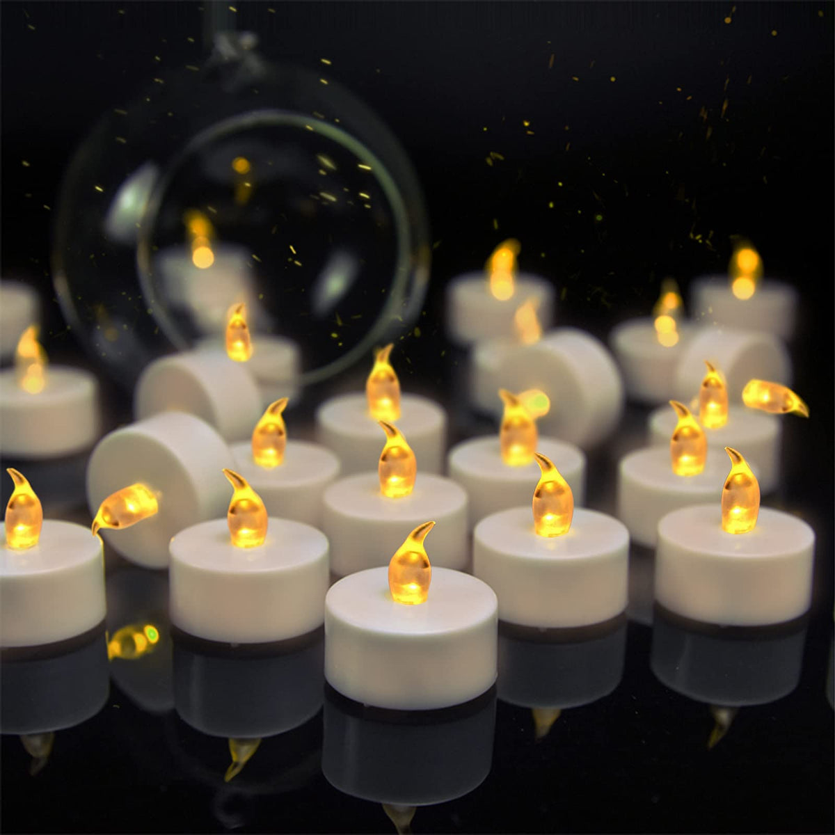 Vetour 24Pcs Tea Lights Candles Battery Operated: Realistic Led Flickering Flameless Tea Lights Steady Battery Tea Lights Long L