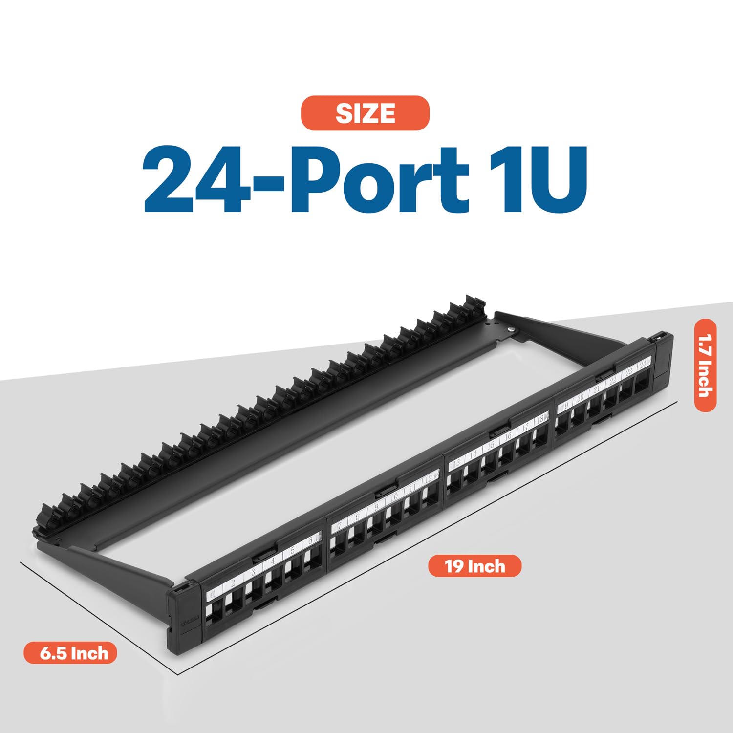 Everest Media Solutions 24 Port Keystone Patch Panel (1 Pack)   Use With Slim Profile Keystones Only (Wider Jacks May Not Fit Si