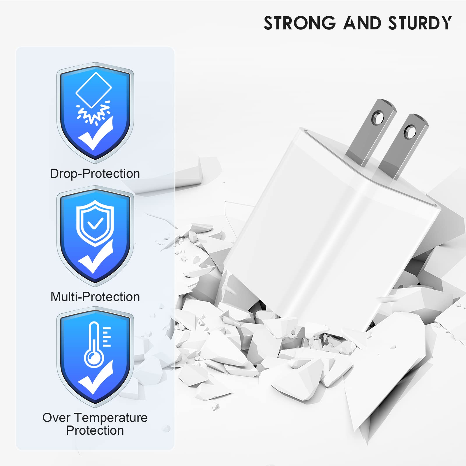 Usb Charger Block 5V 2.4A,Cabepow Dual A Port Charging Blocks,Usb Wall Charger Plug Power Adapter Cube For Apple Iphone 16 15 14