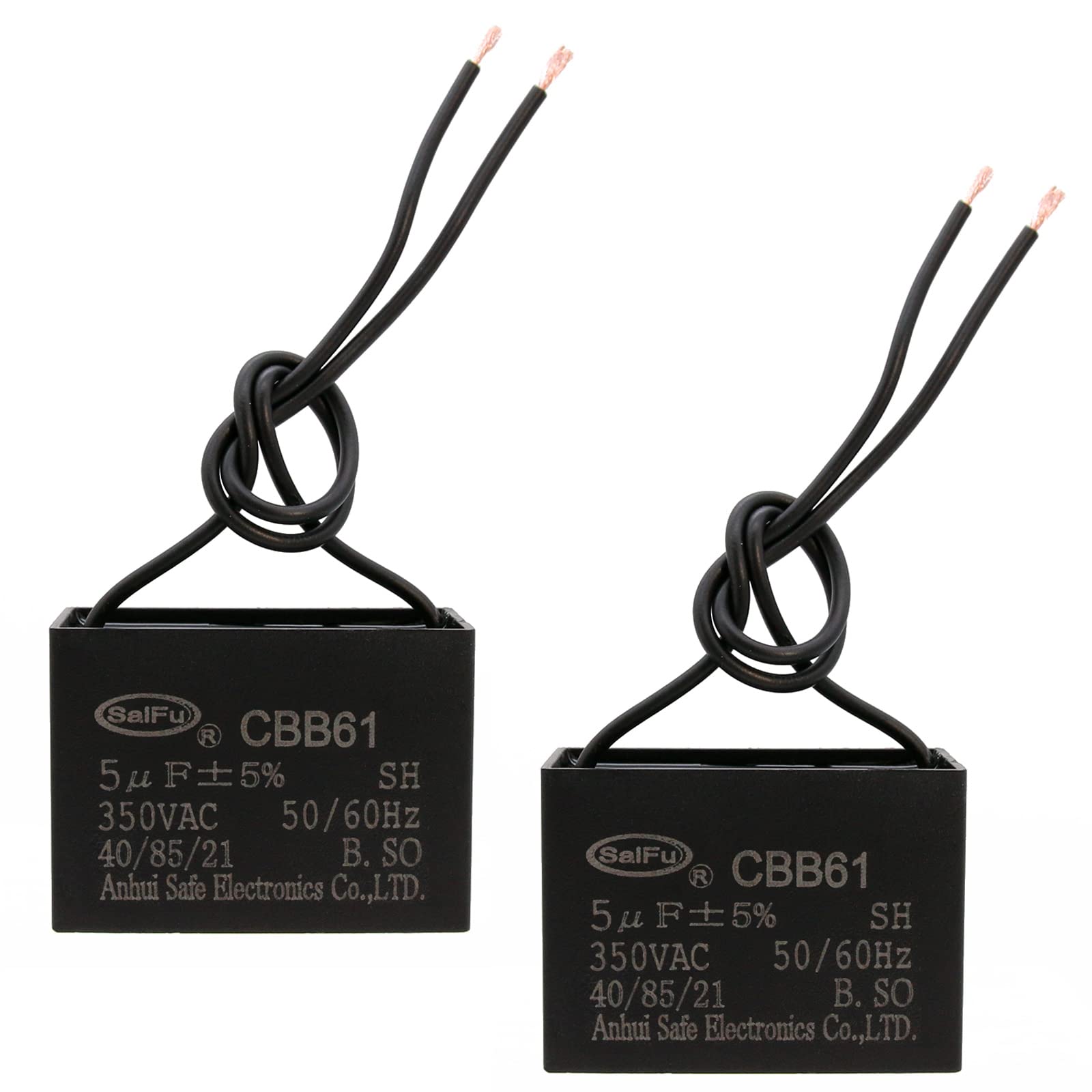 Akzytue Cbb61 Capacitor 5Uf 350V Ac Ceiling Fan 2 Wire 50/60Hz For Starting Electric Fan Generator Pump Motor (2 Pack)