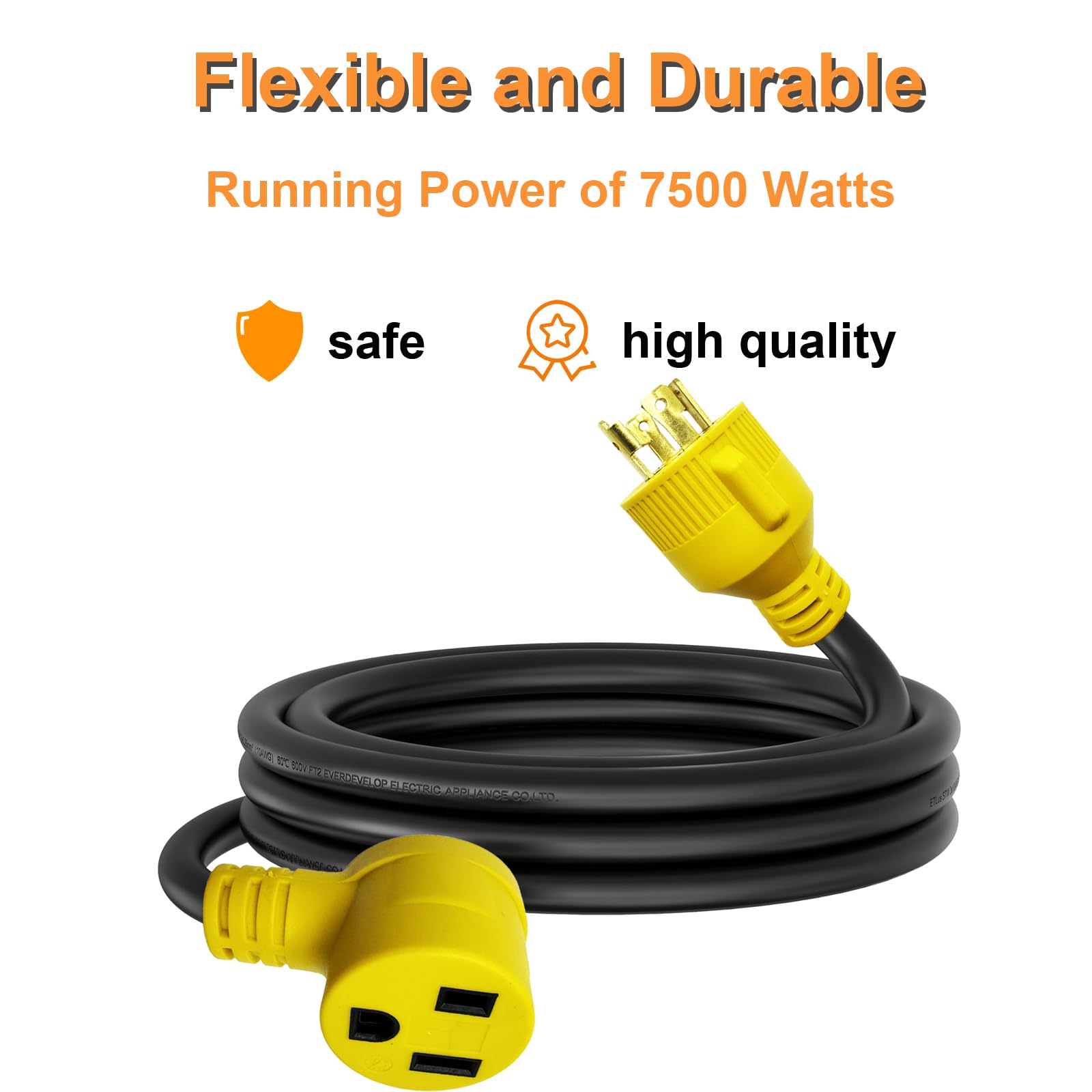 Suplevel 10 Ft Nema L14 30P To 6 50R Welder Adapter Plug Extension Cord, 4 Prong 30 Amp Twist Lock Generator Male To 3 Prong 50