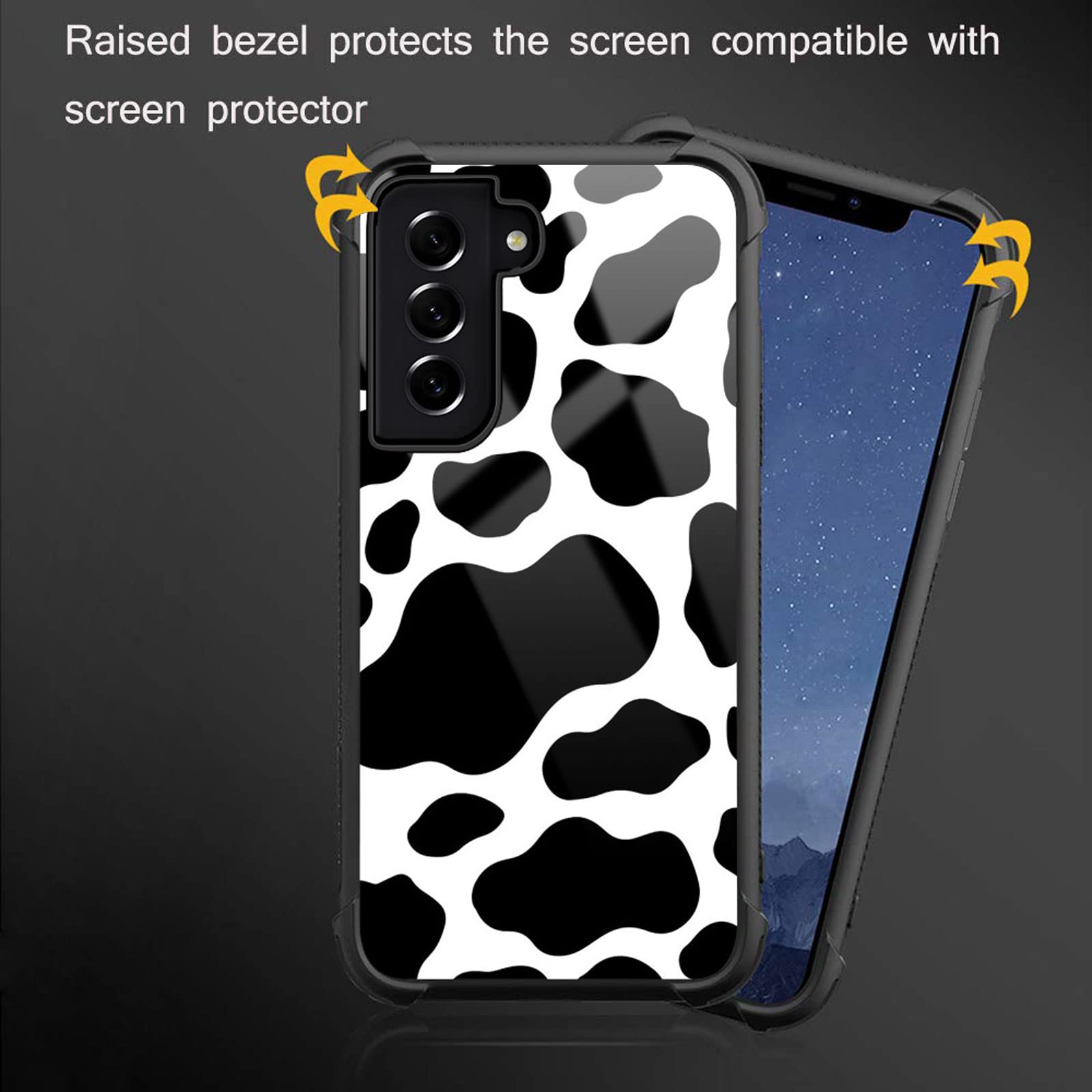 Goodsprout Compatible With Samsung Galaxy S21 Fe Case,Fantasy Cow Skin Amazing Pattern Design Shockproof Anti Scratch Hard Pc Ba