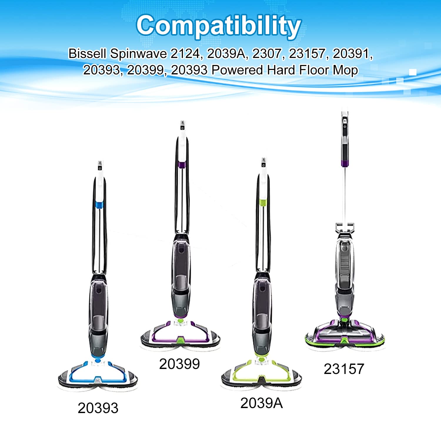 6 Pack Mop Pads Replacement Compatible With Bissell Spinwave Mops 2124 2039 2037 2039A Series Steam Mop Pads For Bissell Spinwav