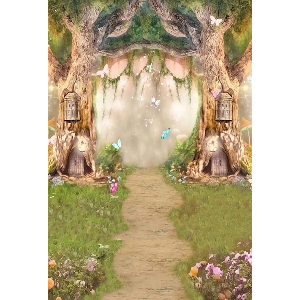 Leowefowa 6.5X10Ft Vinyl 1St Birthday Backdrop Fairytale Forest Enchanted Flower Baby Shower Photo Background For Birthday Party