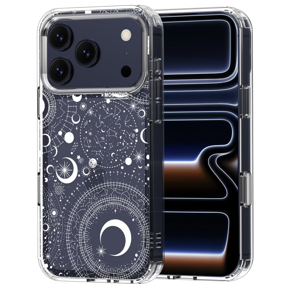 MOSNOVO for iPhone 17 Pro Case | Military Grade 6.6ft Drop Tested | Camera Control | Clear with Constellation Design