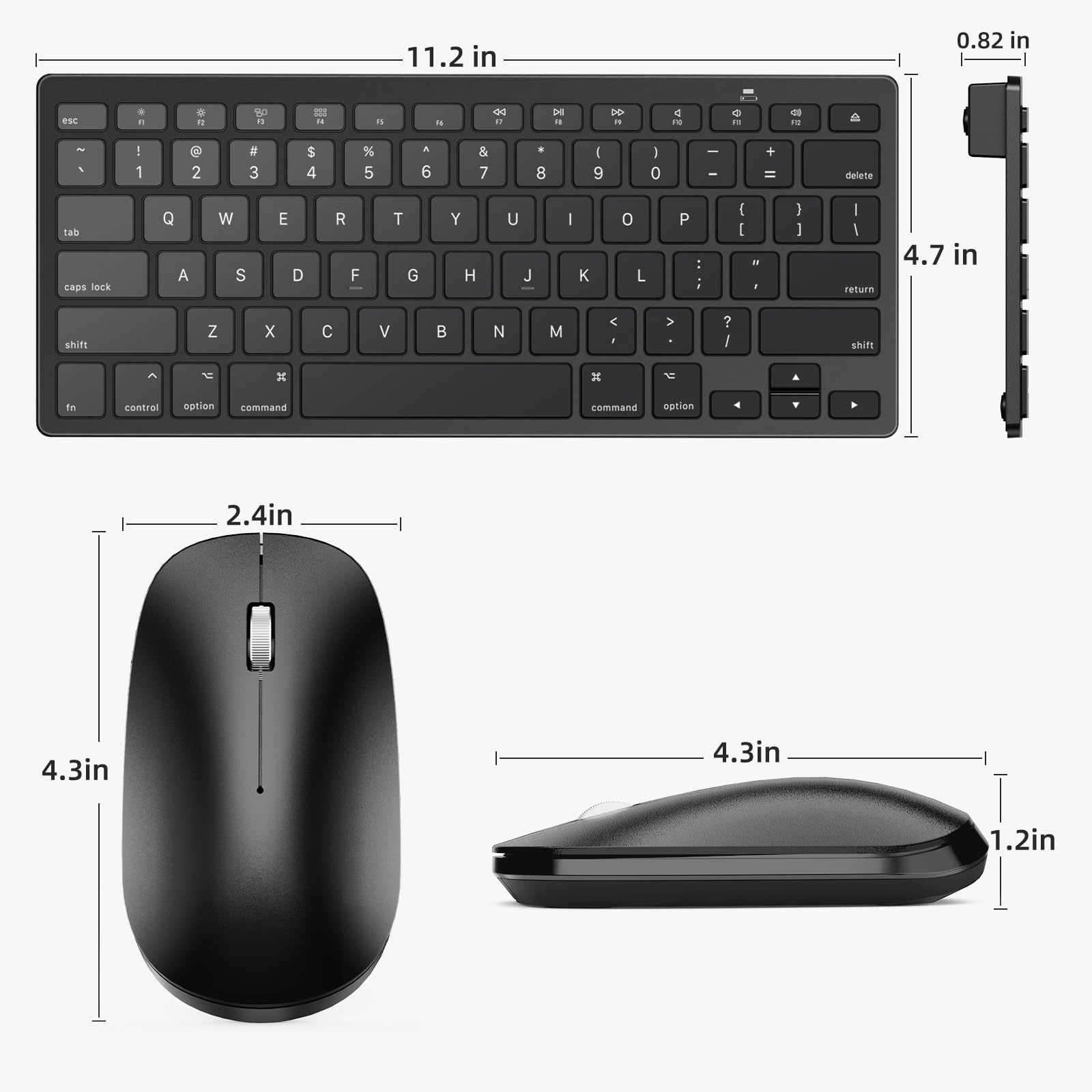 Bluetooth Keyboard And Mouse For Mac, Omoton Ultra Slim Keyboard And Mouse Combo, Wireless Keyboard And Mouse For Macos, Macbook Pro/Air, Imac, Mac Mini, Laptop And Pc (Black)