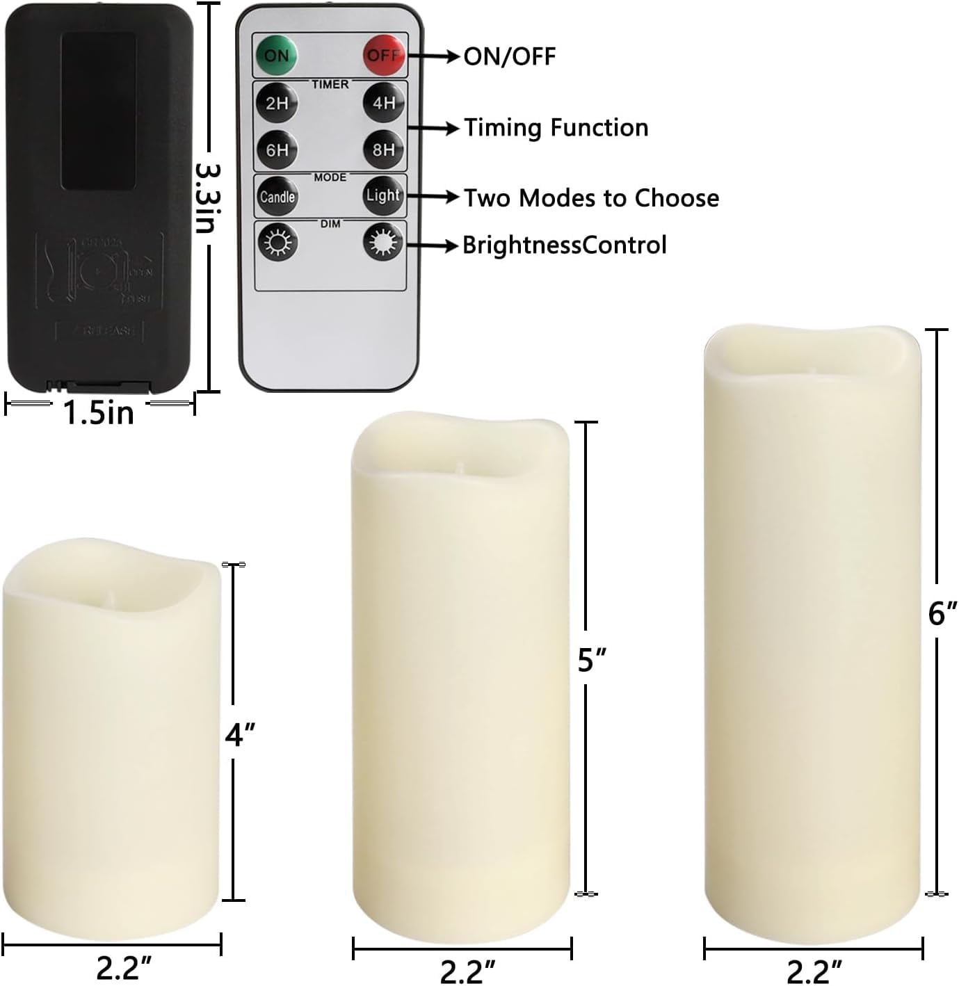 Enpornk Flameless Candles Led Candles Set Of 24 Battery Candles (D2.2'' X H4''5''6'') Waterproof Outdoor Indoor Candles With 10