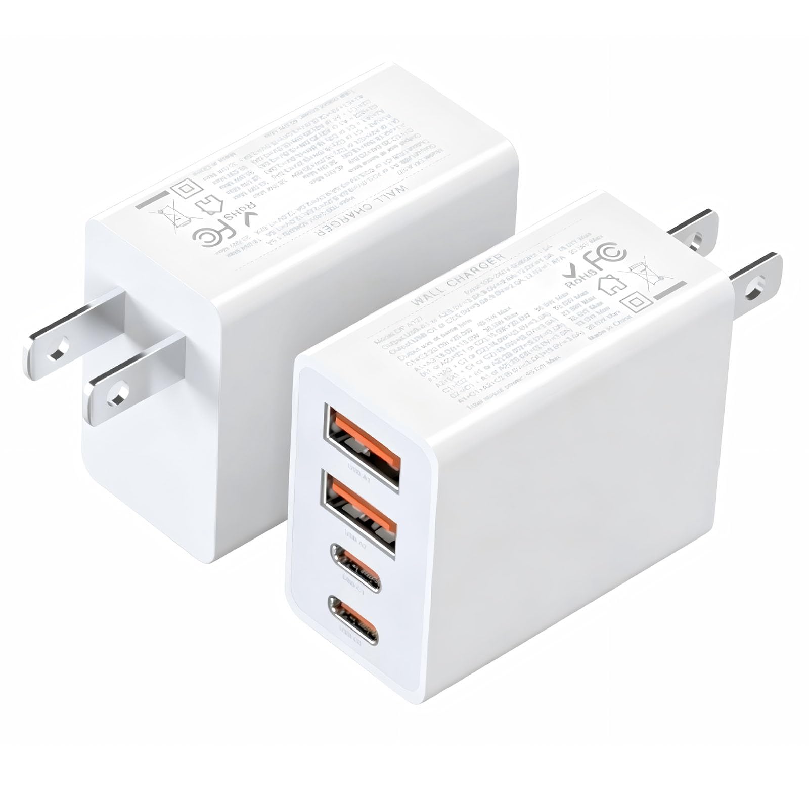 2Pack USB C Charger Block, 40W Fast USB C Wall Charger 4Port