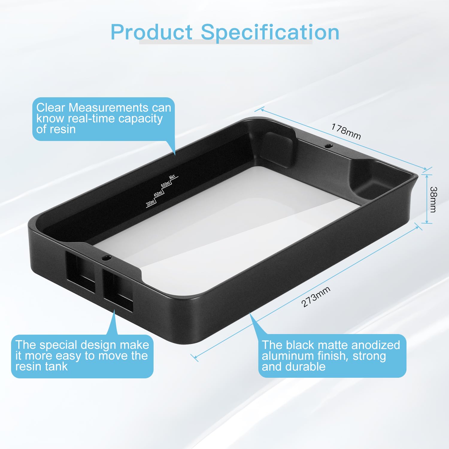 Sovol 3D Printer Resin Vat With Silicone Lid, Durable Aluminium Alloy Resin Tank With Fep Film & Aluminum Rings Preinstalled For