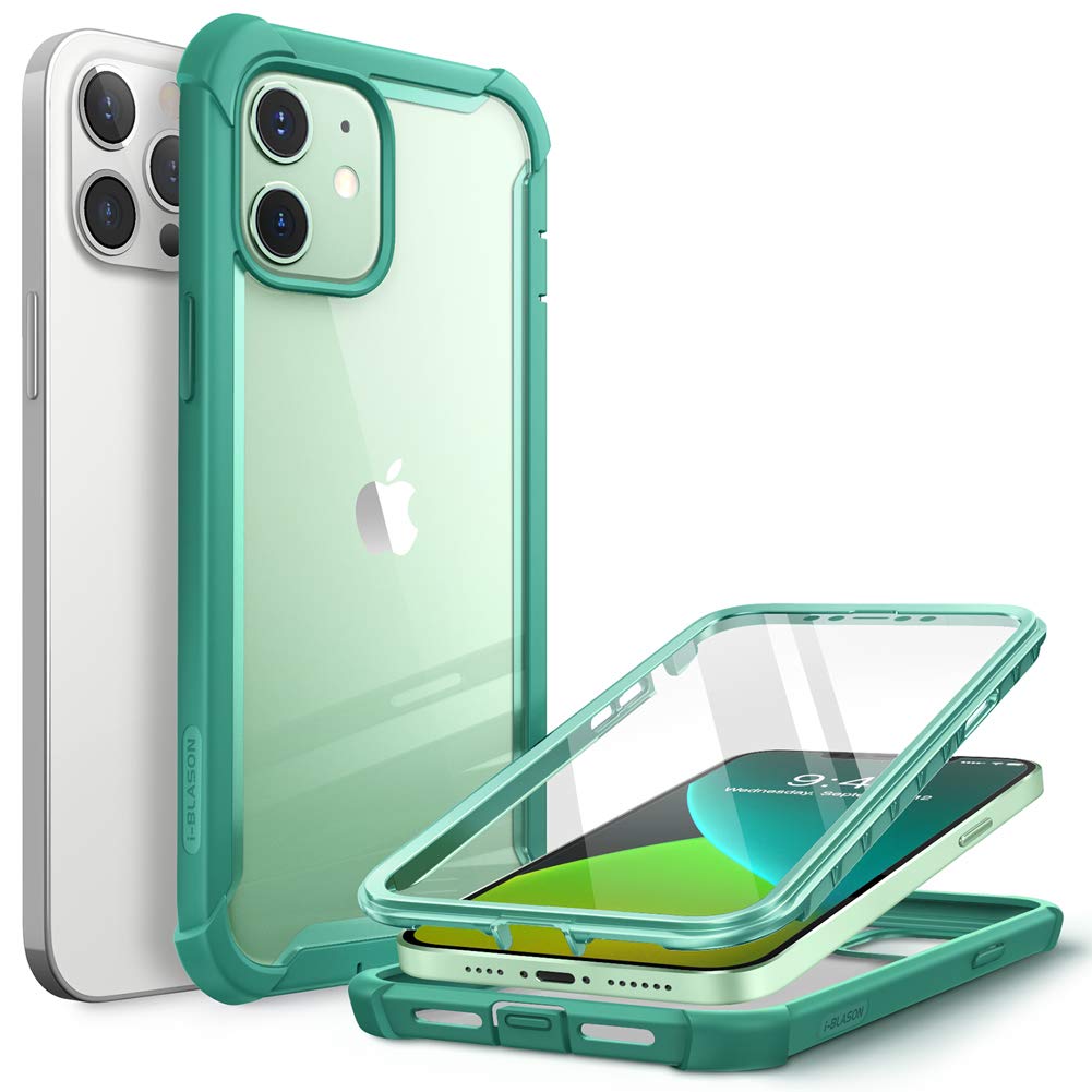 iBlason Ares Case for iPhone 12, iPhone 12 Pro 6.1 Inch (2020 Release), Dual Layer Rugged Clear Bumper Case with Builtin Scree