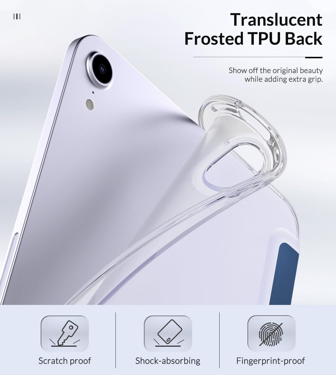 MoKo Case Fit New iPad Mini 7 (A17 Pro) 2024, iPad Mini 6th Generation Case 2021 (8.3 inch), iPad Mini 6 Case, Soft TPU Translucent Frosted Back Cover Case for iPad Mini 7th, Dark Sea Blue