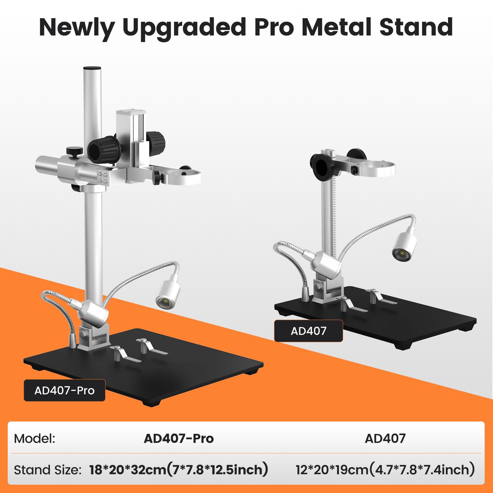 Andonstar Ad407 Pro 3D Hdmi Soldering Digital Microscope With Pro Metal Stand 4Mp Uhd And 7 Inch Adjustable Lcd Screen Usb Video