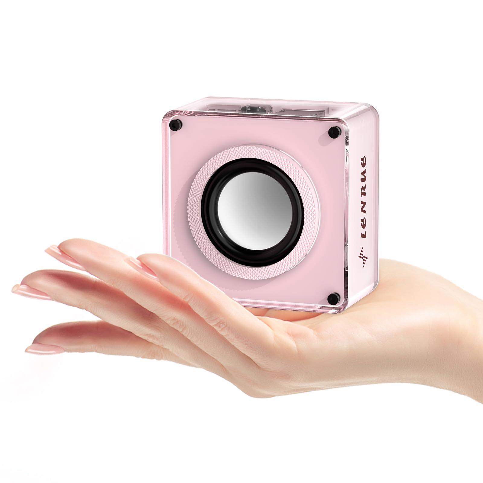 Lenrue Mini Bluetooth Speaker,Wireless Portable Speakers,5W Small Speaker With Clear Sound,Support Tws/Tf Card,Lanyard Design For Hiking, Biking, Trip,Gift For Men/Women/Boys/Girls (Pink)