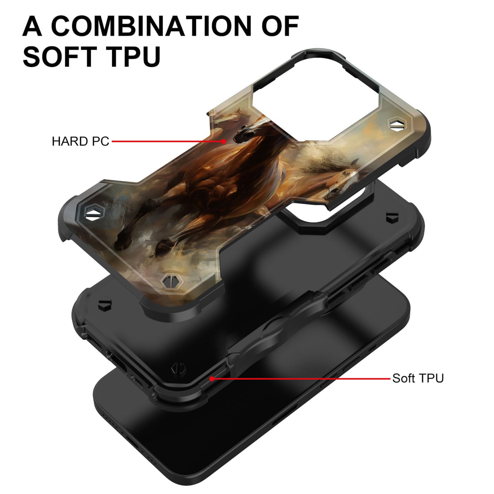 Efgwsder For Iphone 15 Pro Max Case,[Dual Layer][10 Ft Military Grade Drop Protection] [Non-Slip] Heavy Duty Shockproof Case For