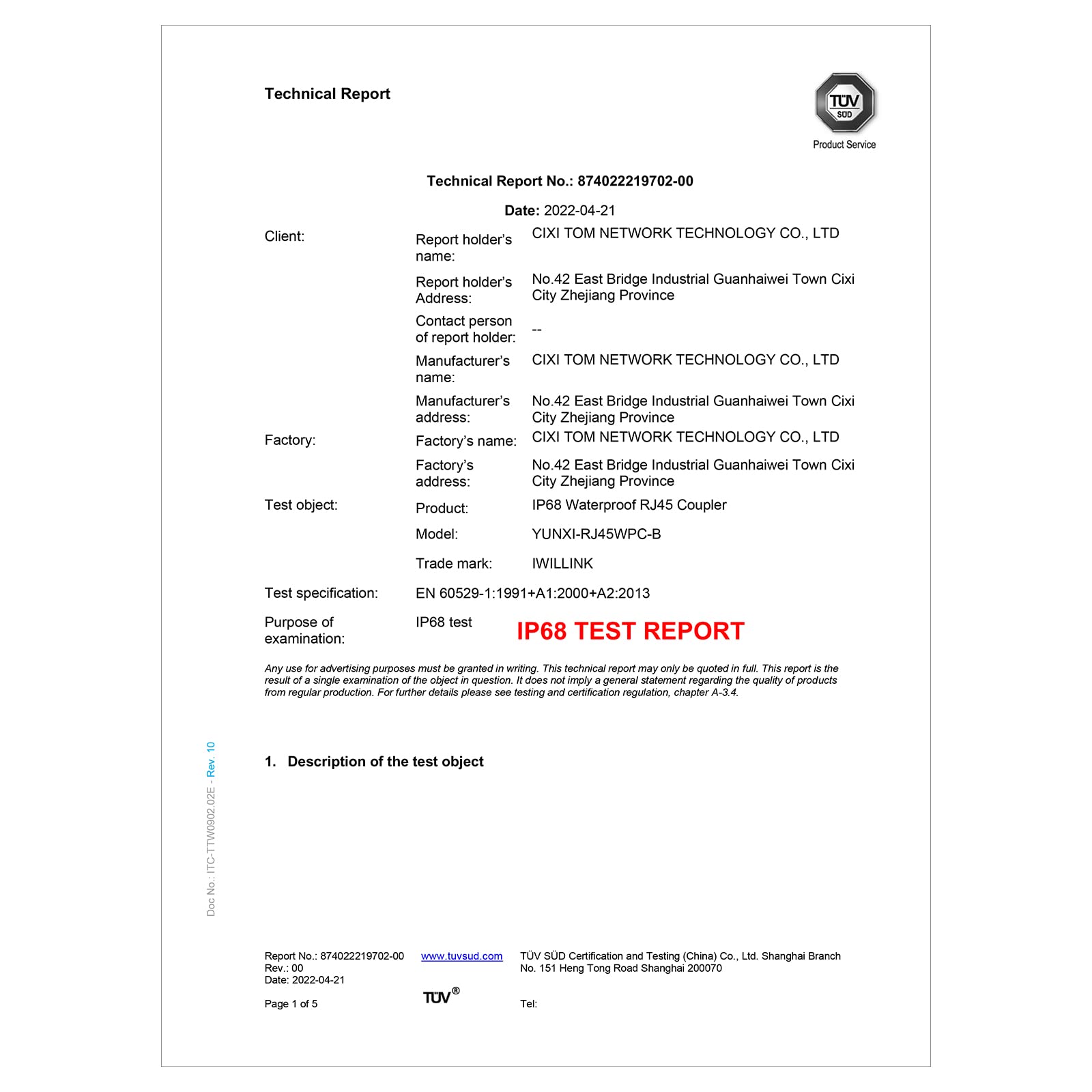 Iwillink Waterproof Rj45 Coupler, Shielded Female To Female Waterproof Ethernet Coupler, Ip68 Ethernet Outdoor Lan Cable Connect