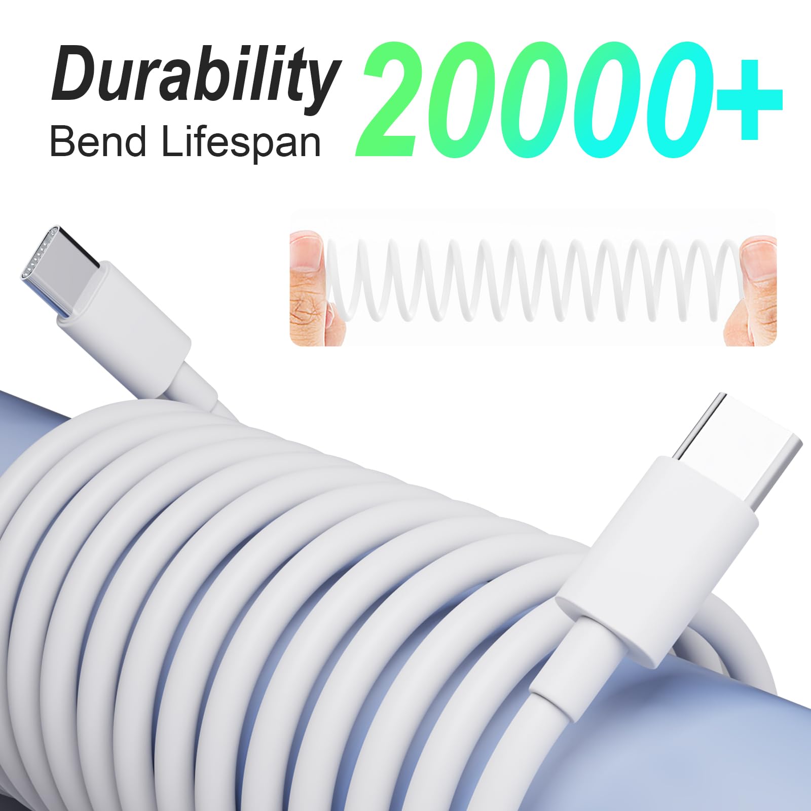 Iphone Charger, 2 Pack 20W Usb C Fast Wall Charger Block With 2 Pack 6 Ft Usb C To C Cable For Iphone 15/15 Plus/15 Pro/15 Pro M