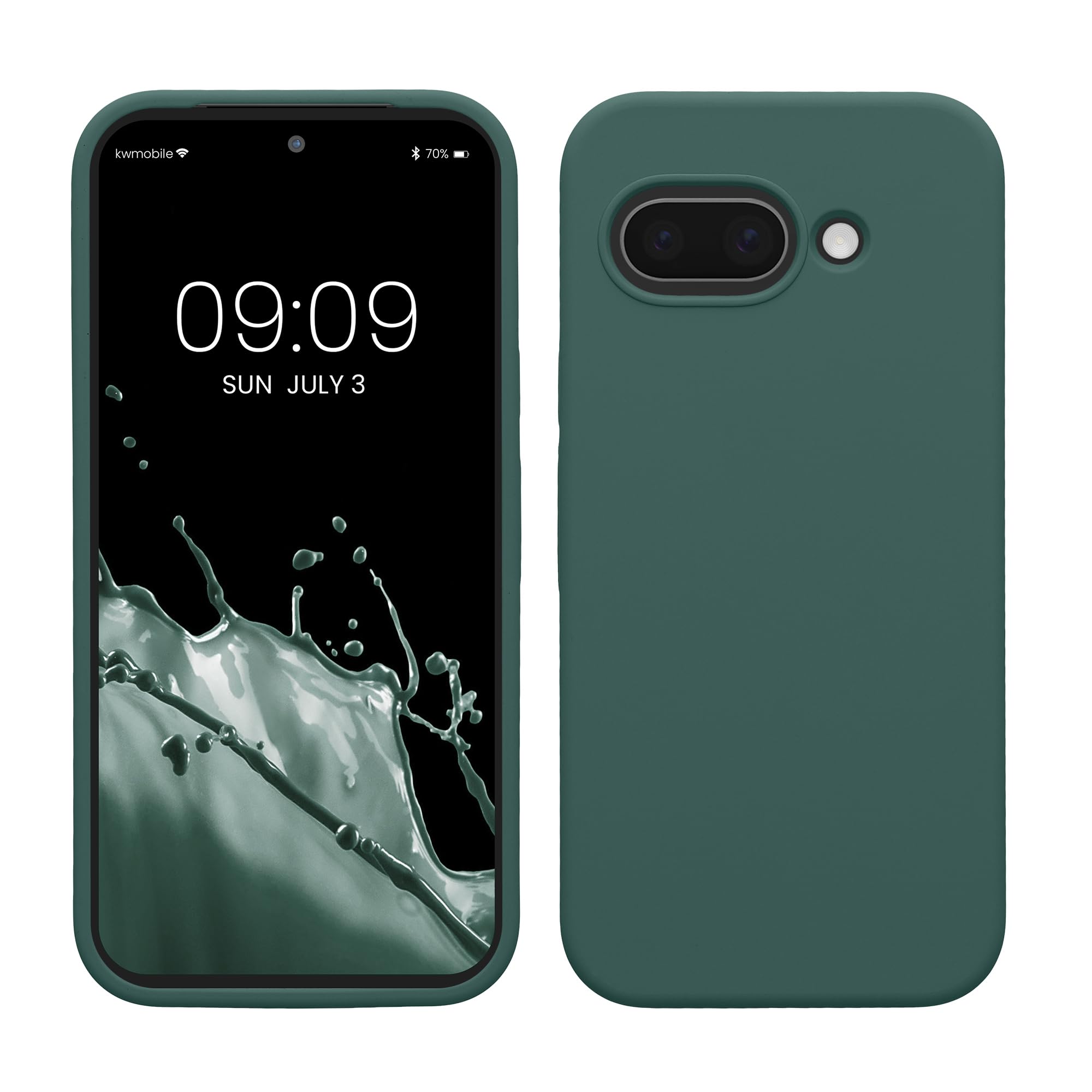 kwmobile Case Compatible with Google Pixel 9a Case - TPU Silicone Phone Cover with Soft Finish - Forest Green