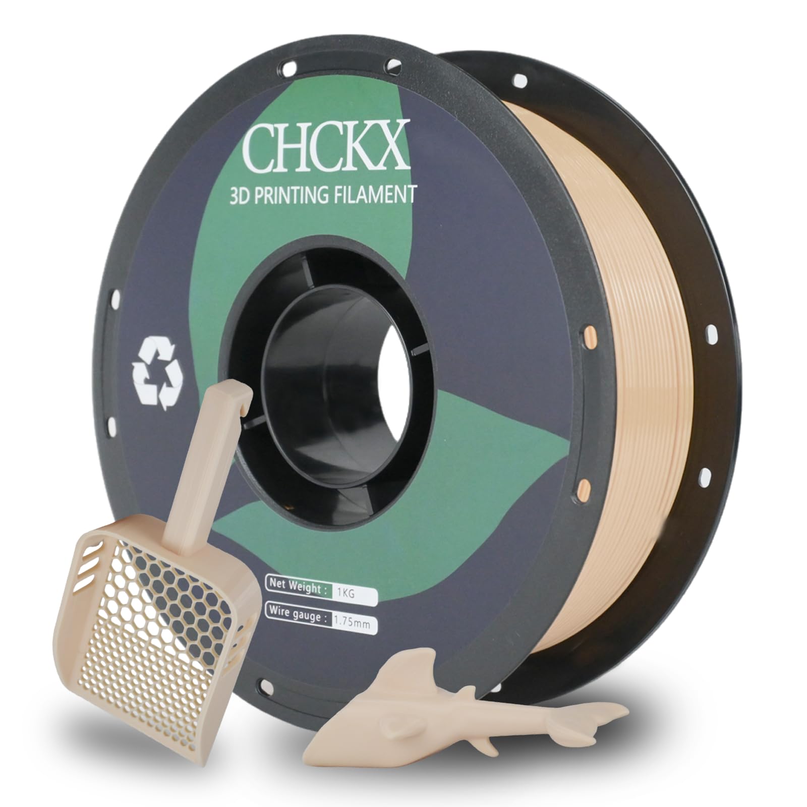 CHCKX PETG 3D Printer Filament, Dimensional Accuracy +/- 0.03 mm, 1kg Spool(2.2lbs), 1.75 mm Fit for Most 3D Printers, Skin