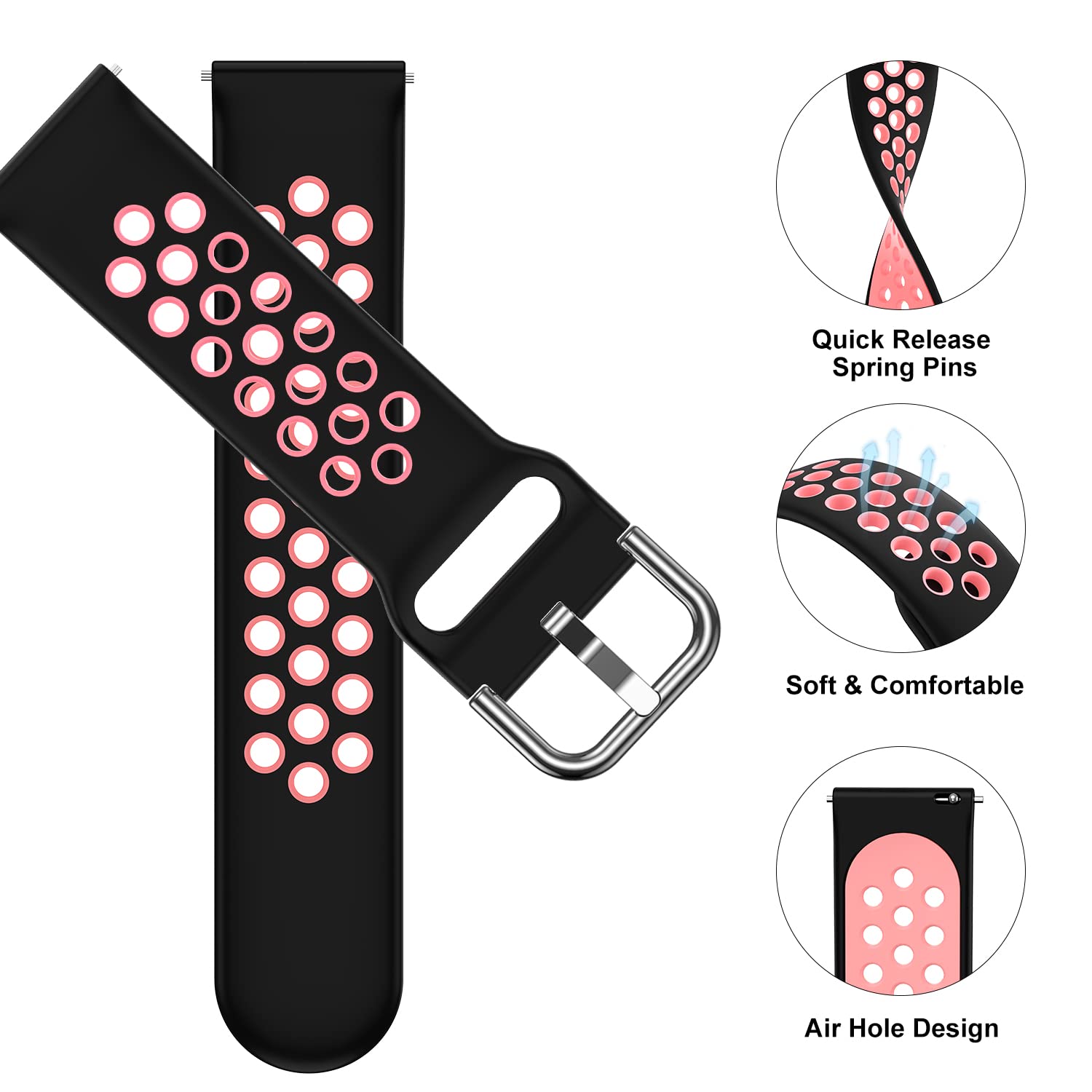 Nahai 3 Pack Compatible With Samsung Galaxy Watch Active 2 Bands 40Mm 44Mm/ Active/Galaxy Watch 3 Band 41Mm/Watch 4, Galaxy Watc