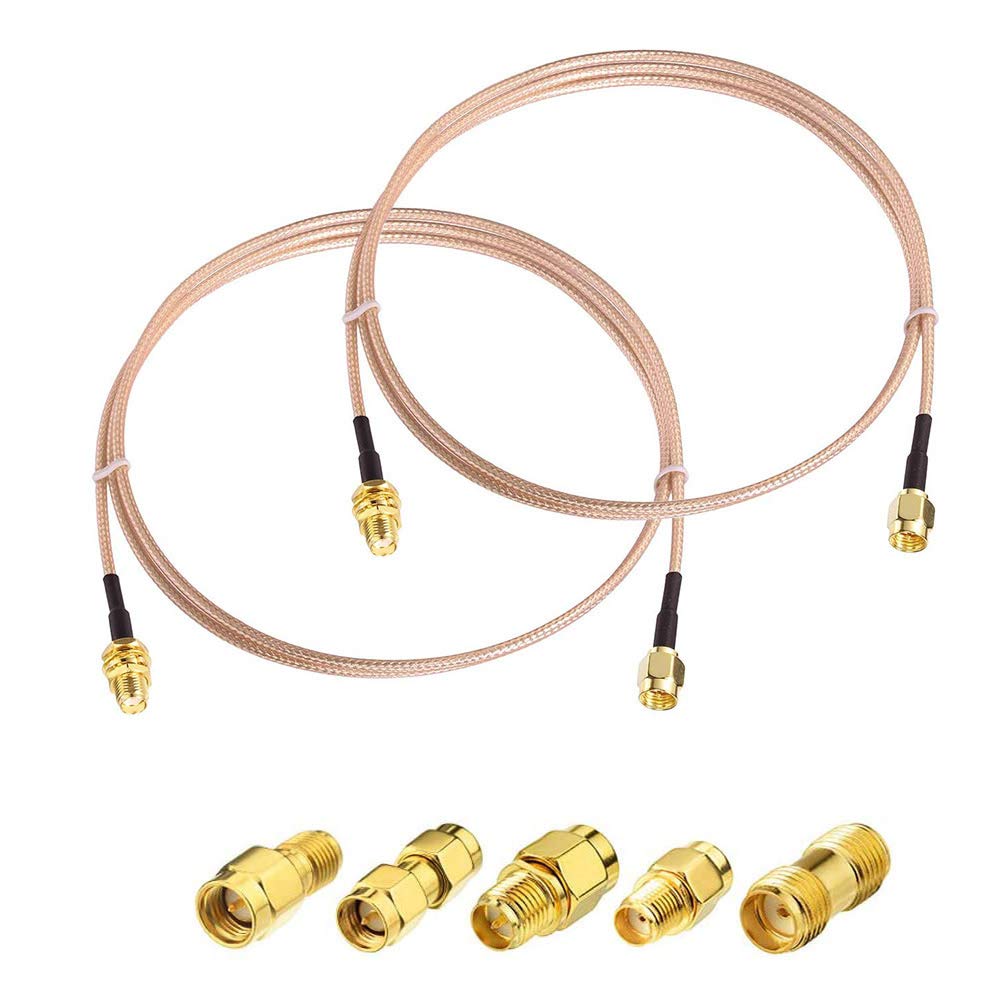 Superbat SMA Male to SMA Female RF Coaxial Coax Cable 12inches + 5pcs RF Coax Adapter Kit, SMA Cable + SMA to SMA/RPSMA Adapter KIT for WiFi/Ham Radio/GPS/3G 4G LTE Antenna,LNA and etc